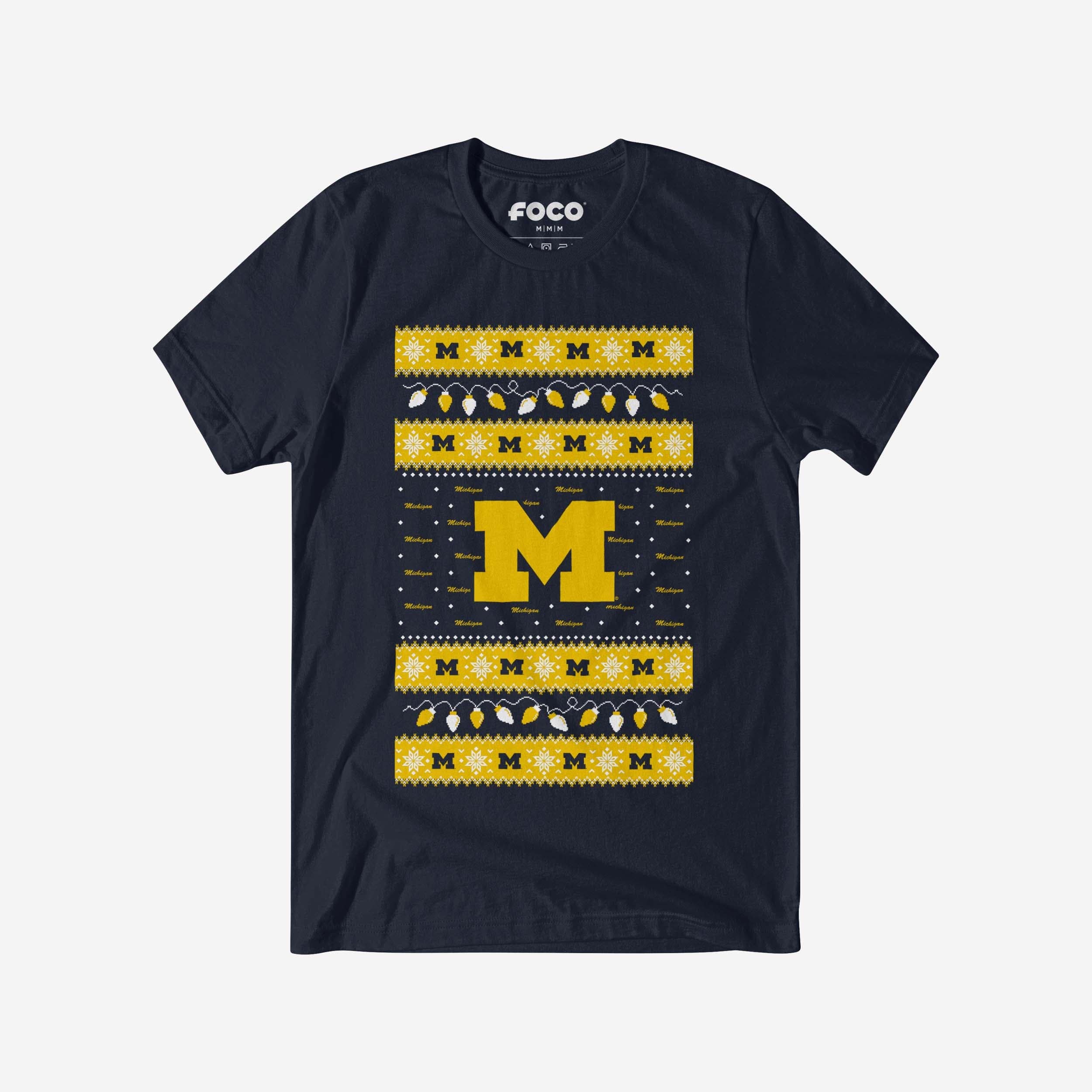 Michigan Wolverines Holiday Lights Sweater T-Shirt