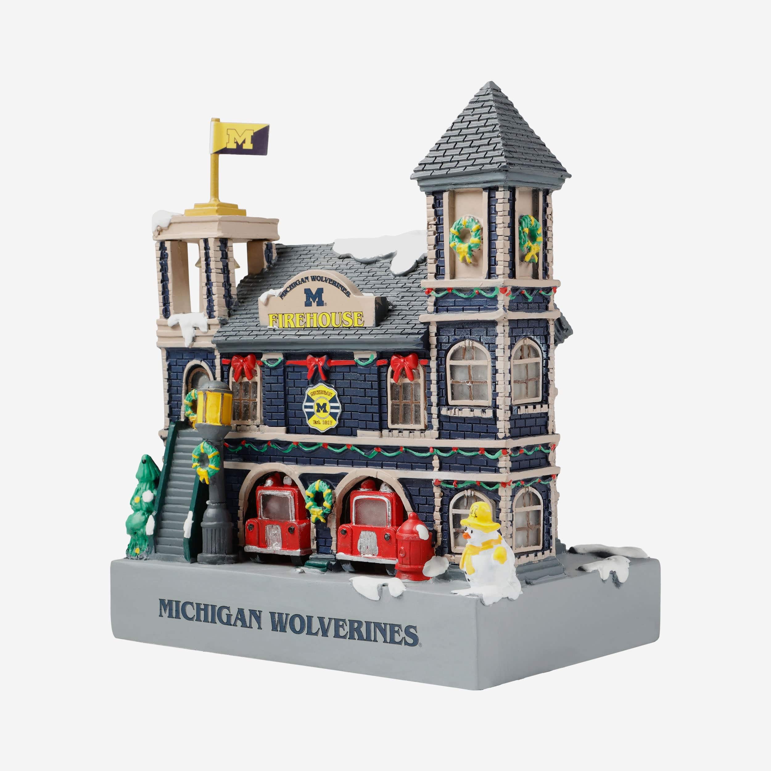 Michigan Wolverines Light Up Resin Team Firehouse - Image 4