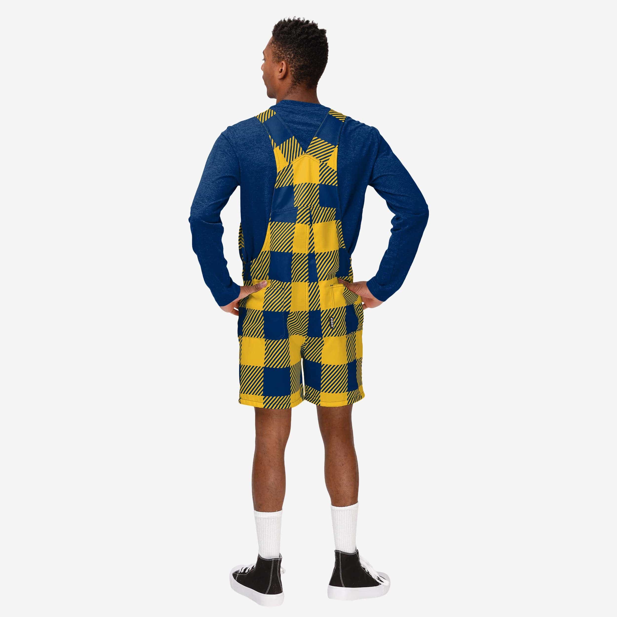 Michigan Wolverines Mens Plaid Bib Shortalls - Image 2