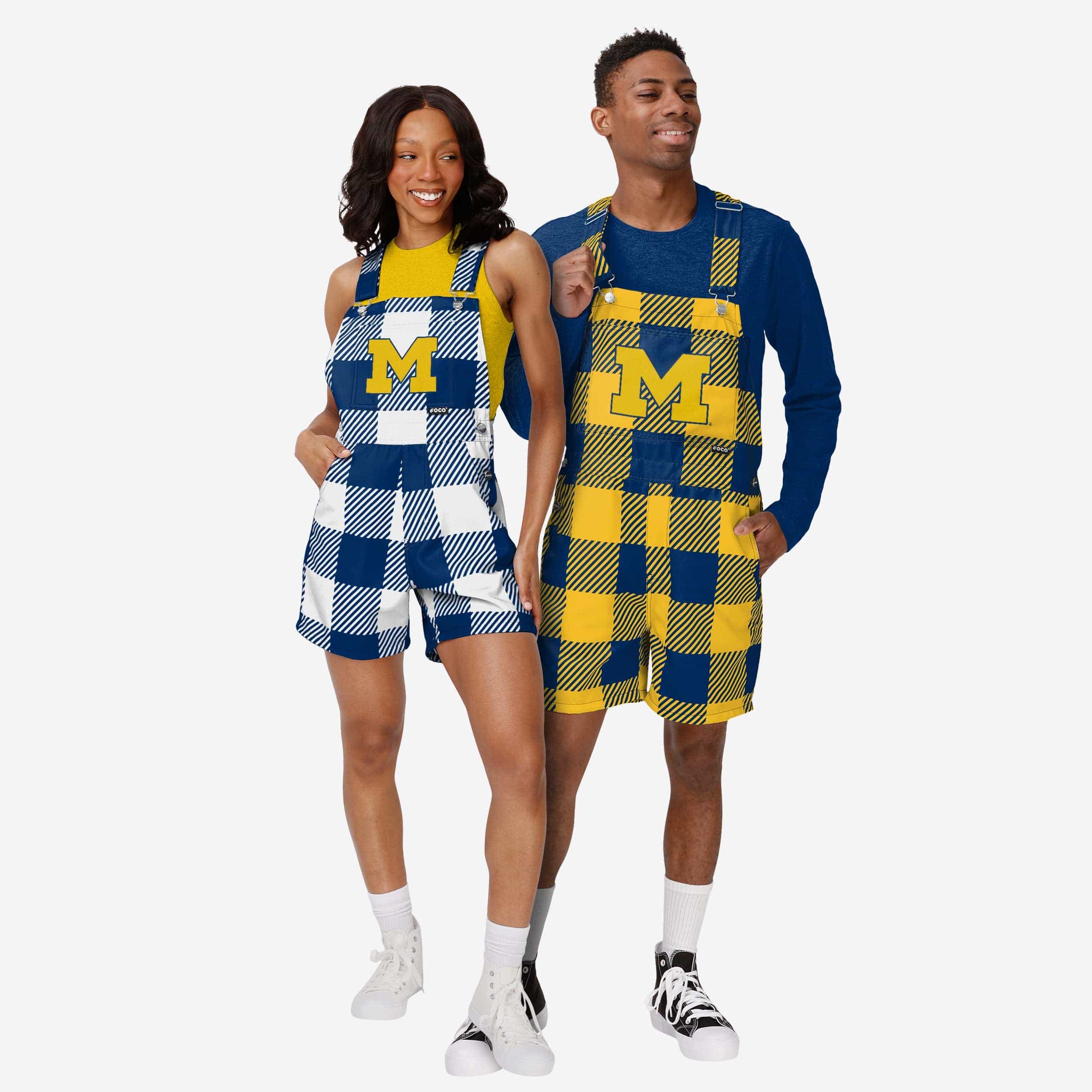Michigan Wolverines Mens Plaid Bib Shortalls - Image 3