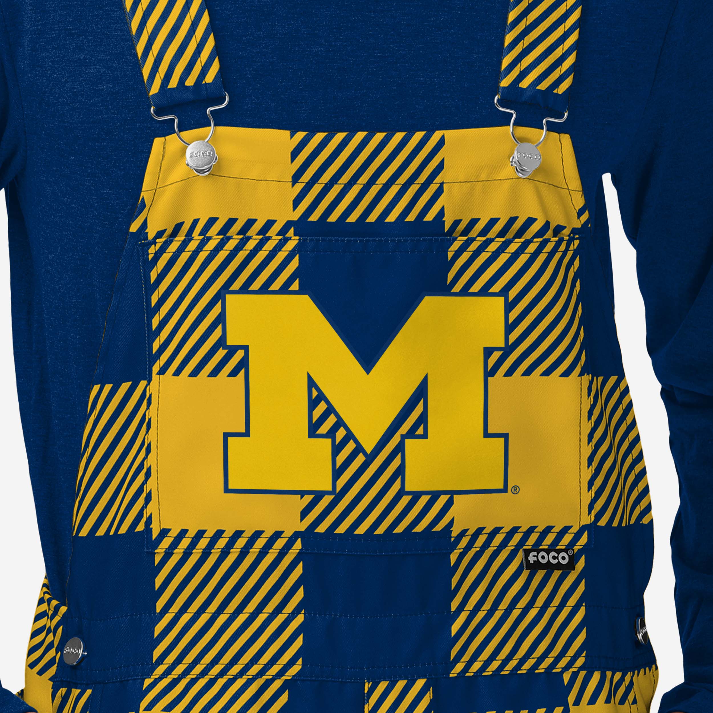 Michigan Wolverines Mens Plaid Bib Shortalls - Image 4