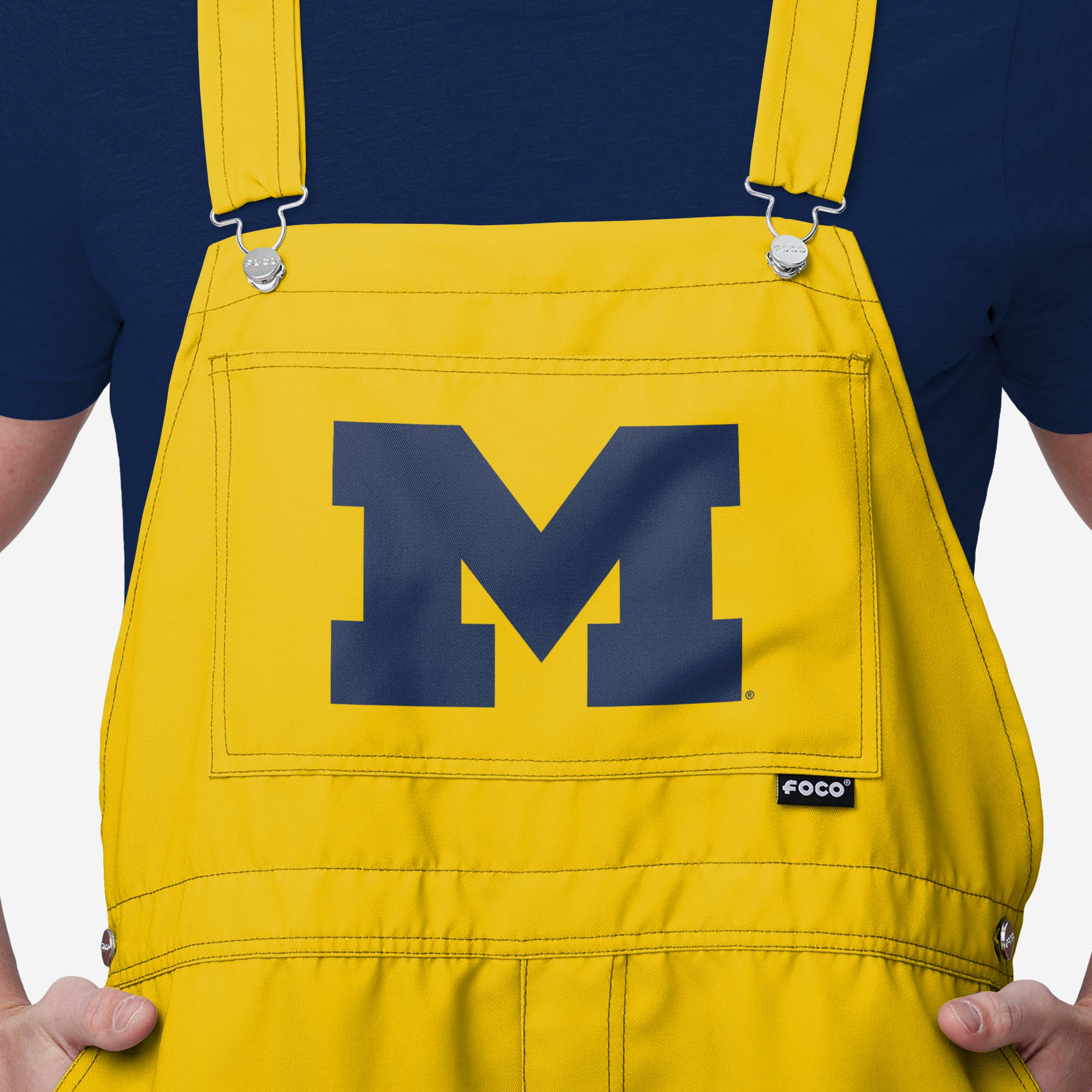 Michigan Wolverines Mens Solid Big Logo Bib Shortalls - Image 3