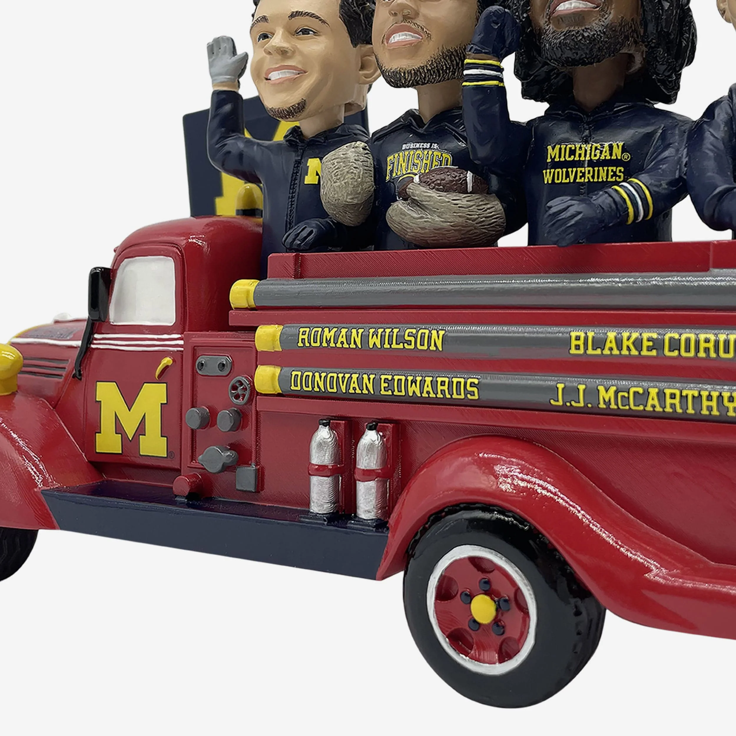 Michigan Wolverines Parade Fire Truck Mini Bobblehead Scene - Image 3