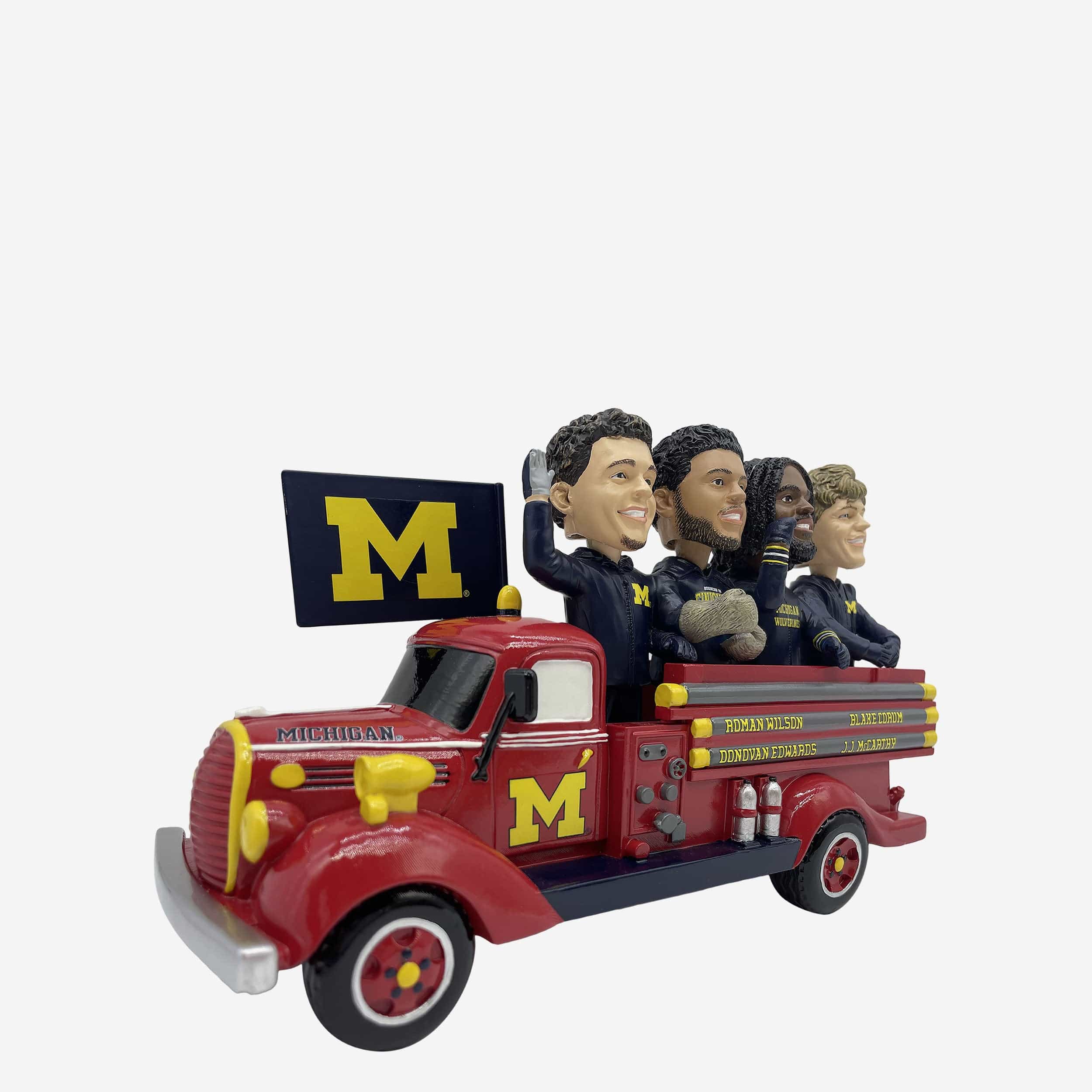 Michigan Wolverines Parade Fire Truck Mini Bobblehead Scene - Image 4