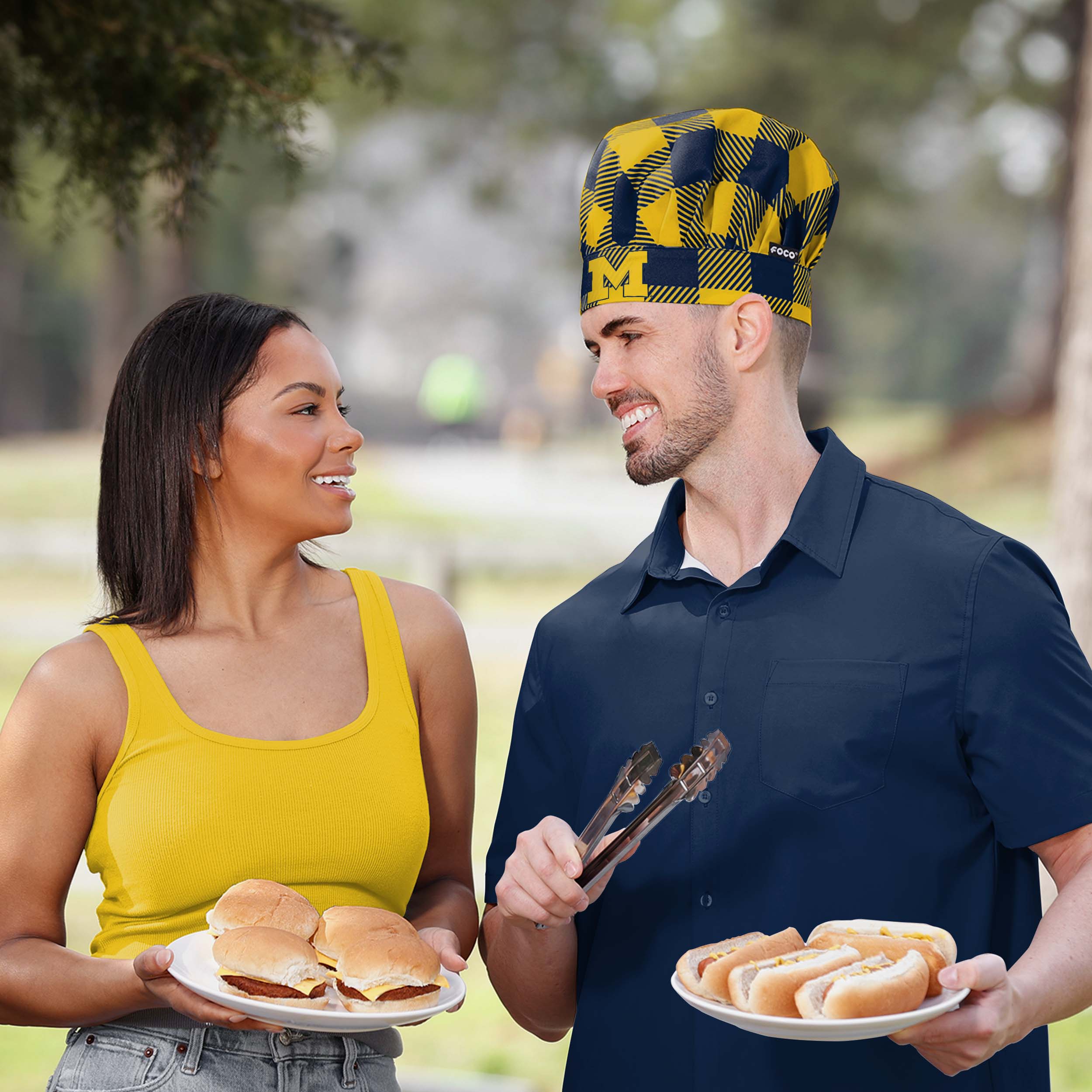 Michigan Wolverines Plaid Chef Hat - Image 3