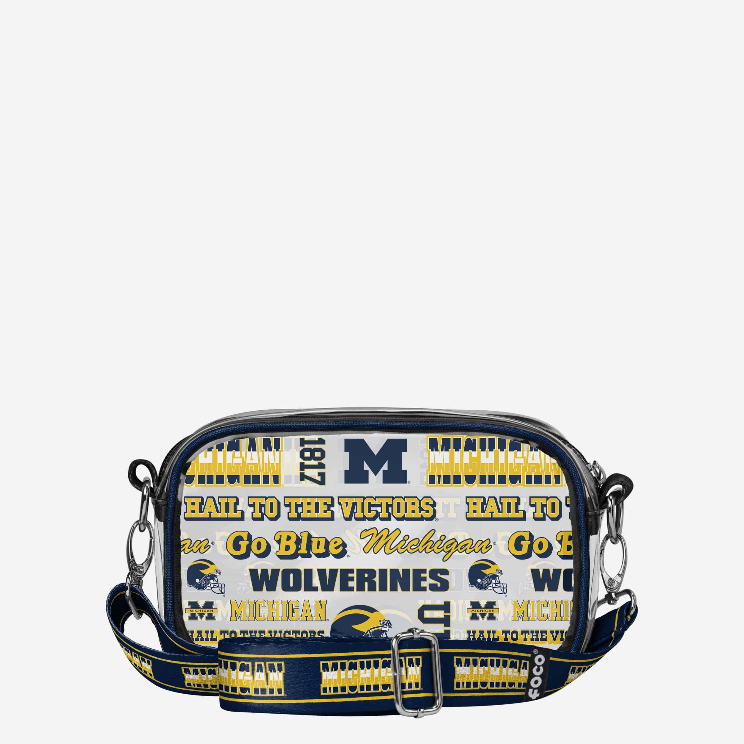 Michigan Wolverines Repeat Retro Print Clear Crossbody Bag - Image 5