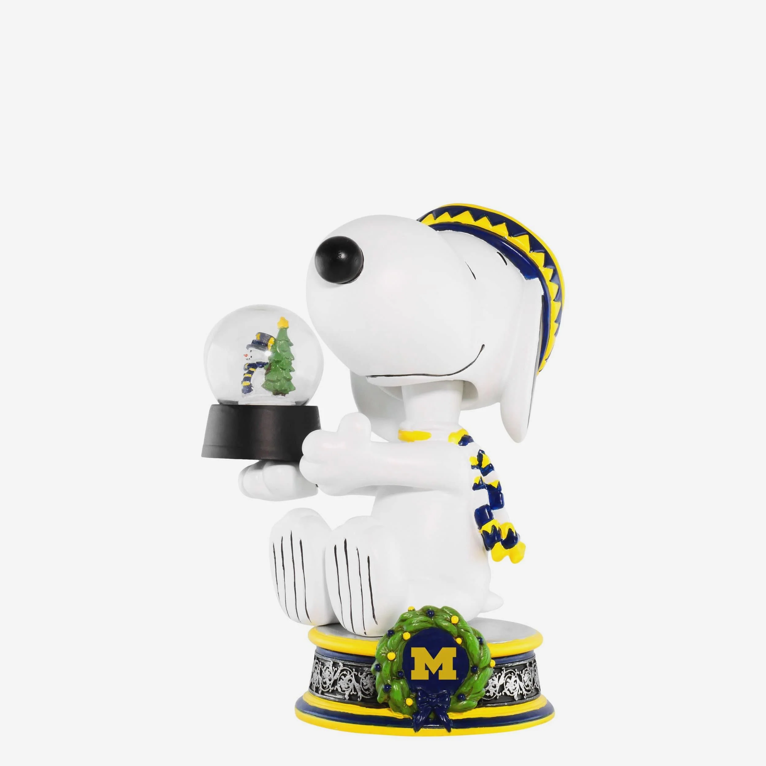 Michigan Wolverines Snoopy Peanuts Snow Globe Bobblehead
