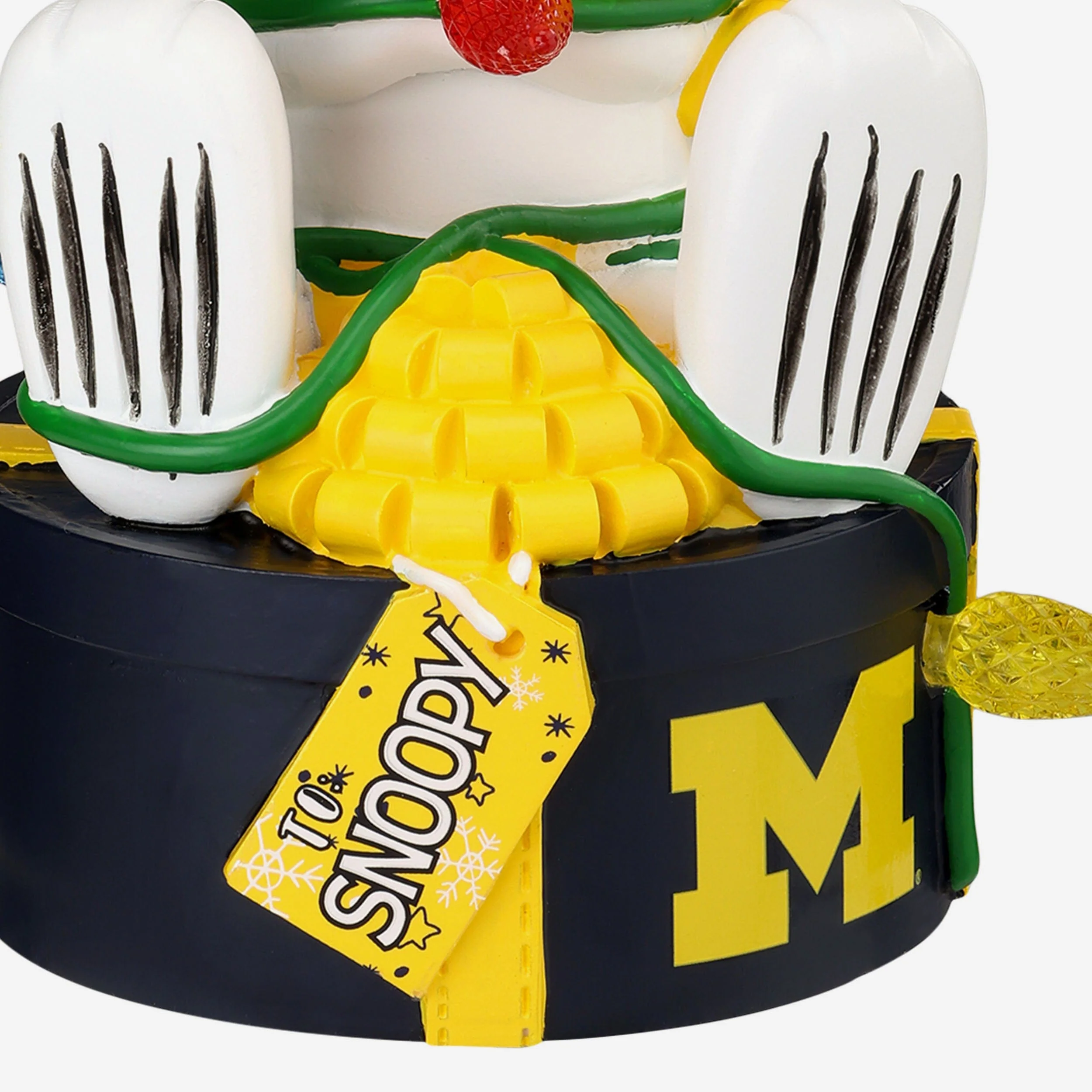Michigan Wolverines Snoopy & Woodstock Peanuts Christmas Light Up Bobblehead - Image 4