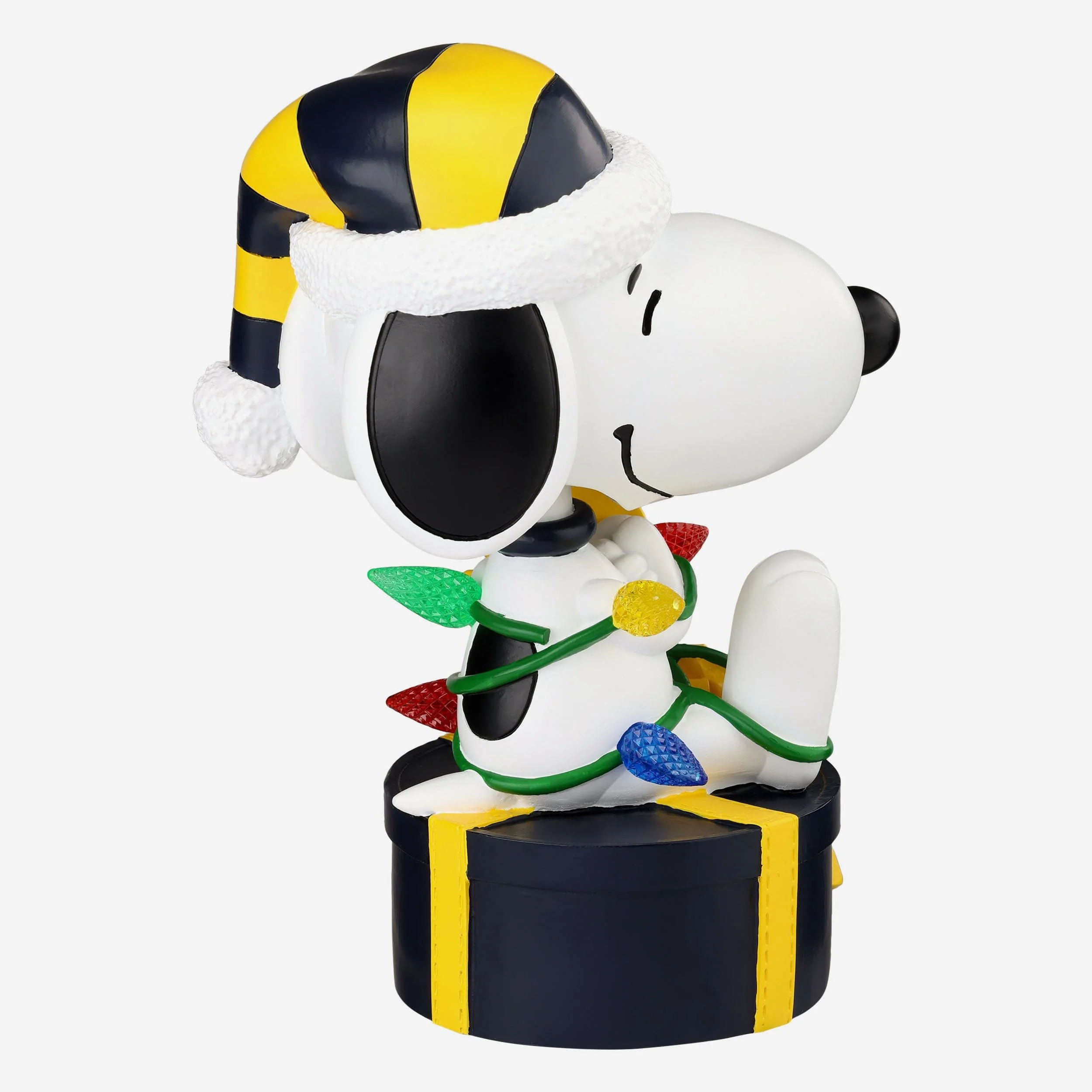Michigan Wolverines Snoopy & Woodstock Peanuts Christmas Light Up Bobblehead - Image 6