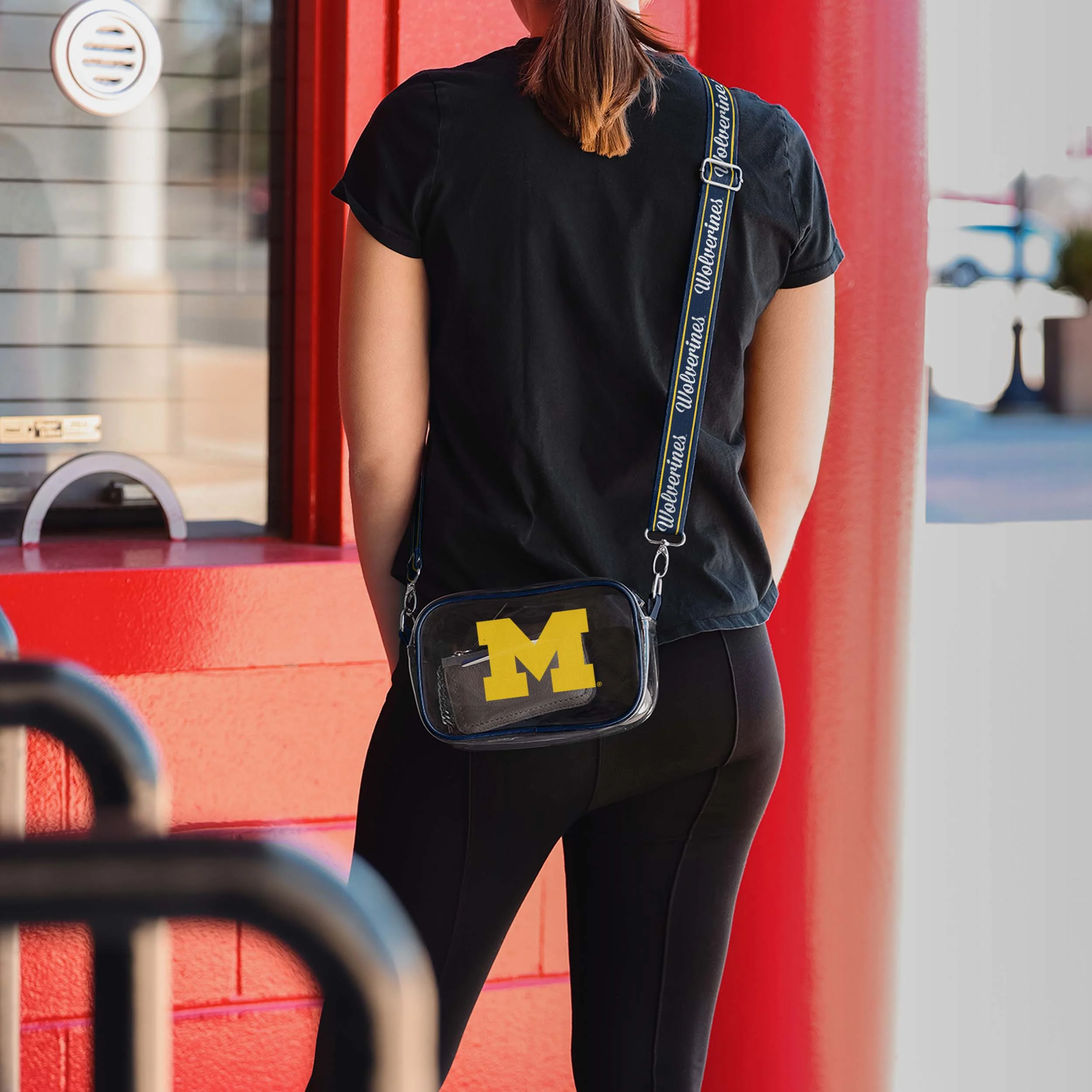 Michigan Wolverines Team Stripe Clear Crossbody Bag - Image 3