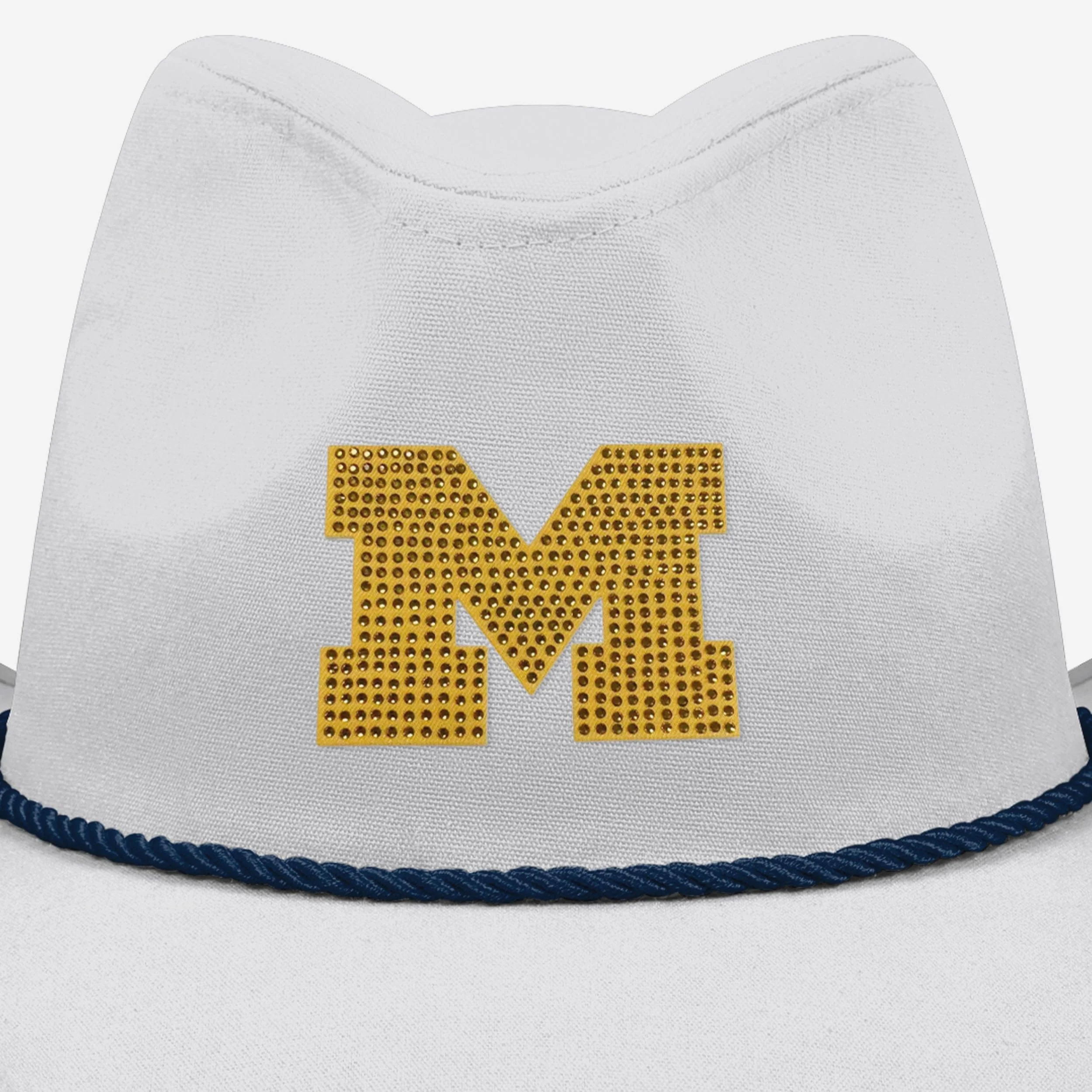 Michigan Wolverines White Rhinestone Logo Cowboy Hat - Image 2
