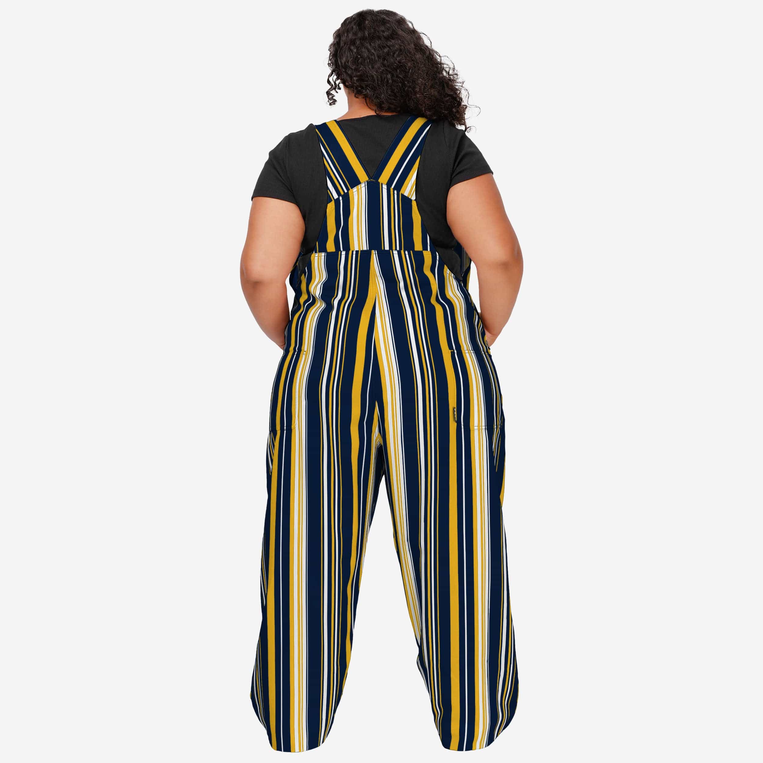 Michigan Wolverines Womens Hyper Stripe Bib Overalls - Image 2