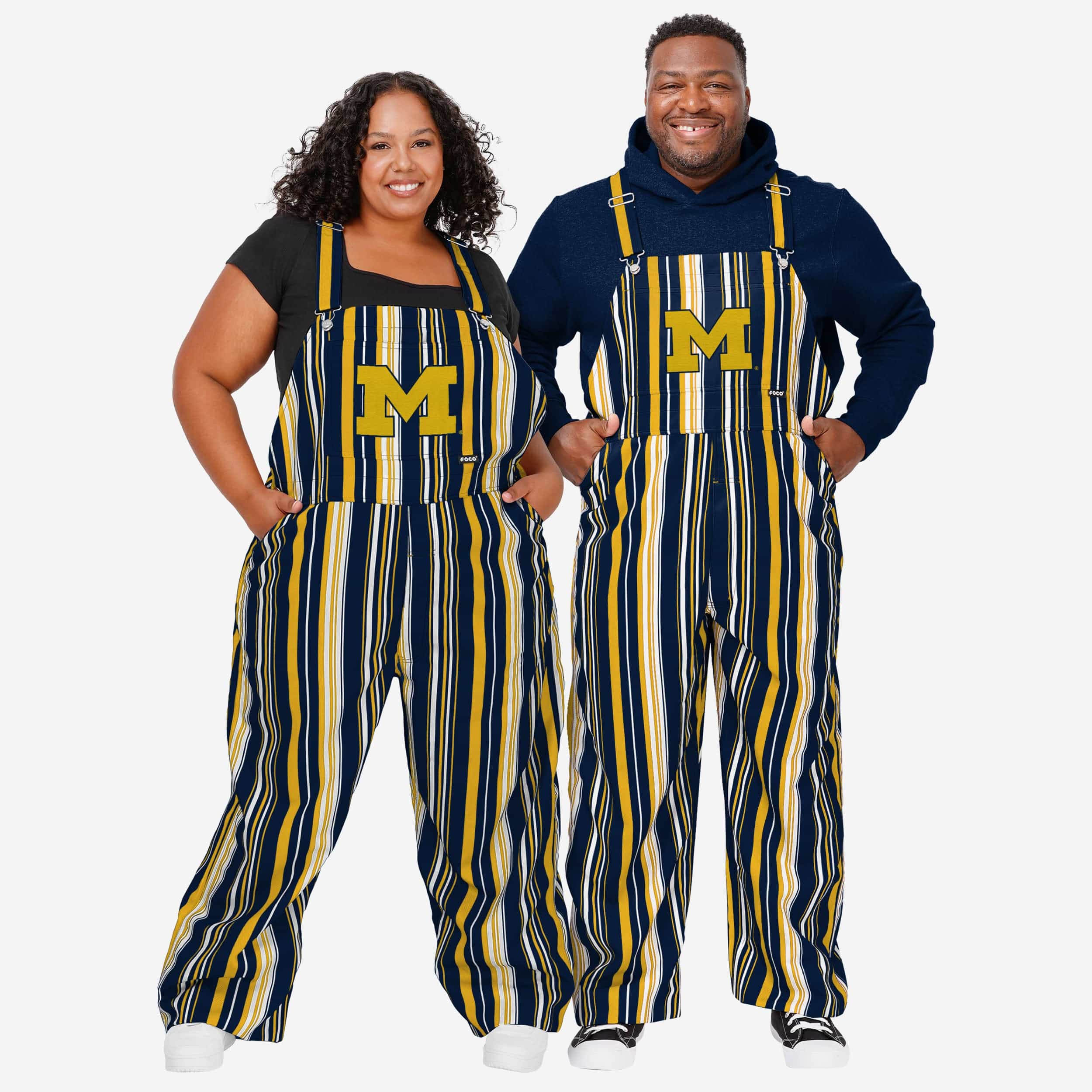 Michigan Wolverines Womens Hyper Stripe Bib Overalls - Image 3