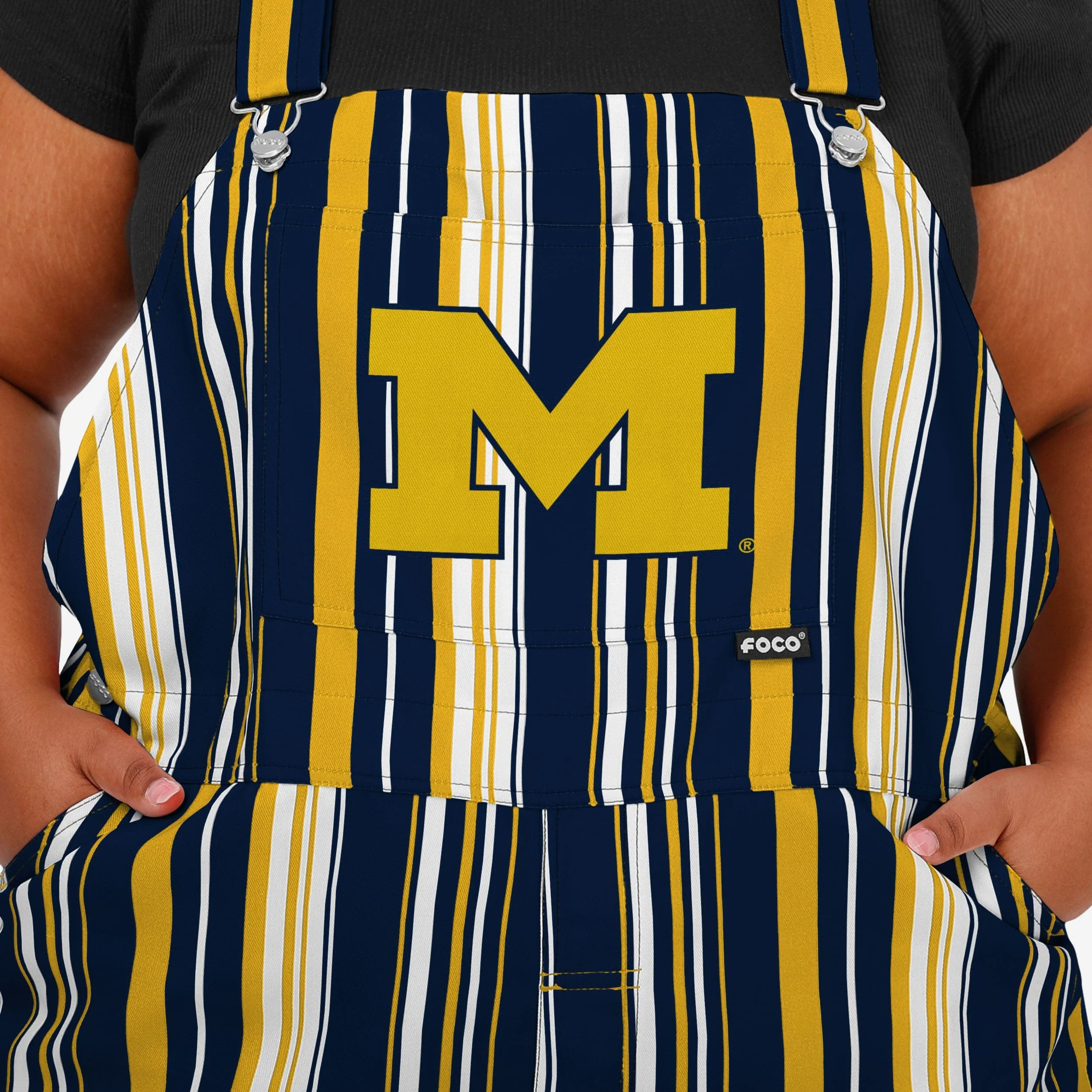 Michigan Wolverines Womens Hyper Stripe Bib Overalls - Image 4