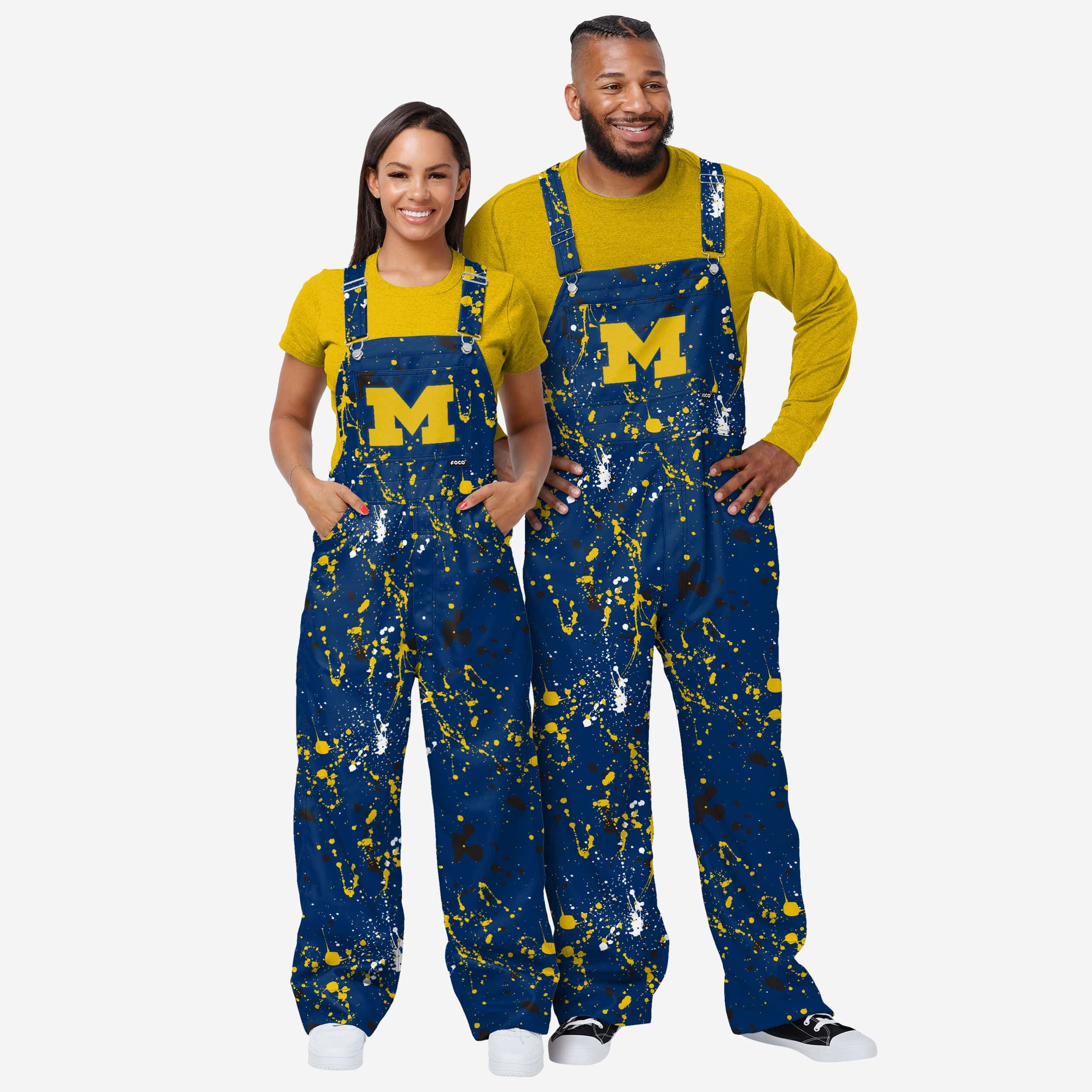 Michigan Wolverines Womens Paint Splatter Bib Overalls - Image 3