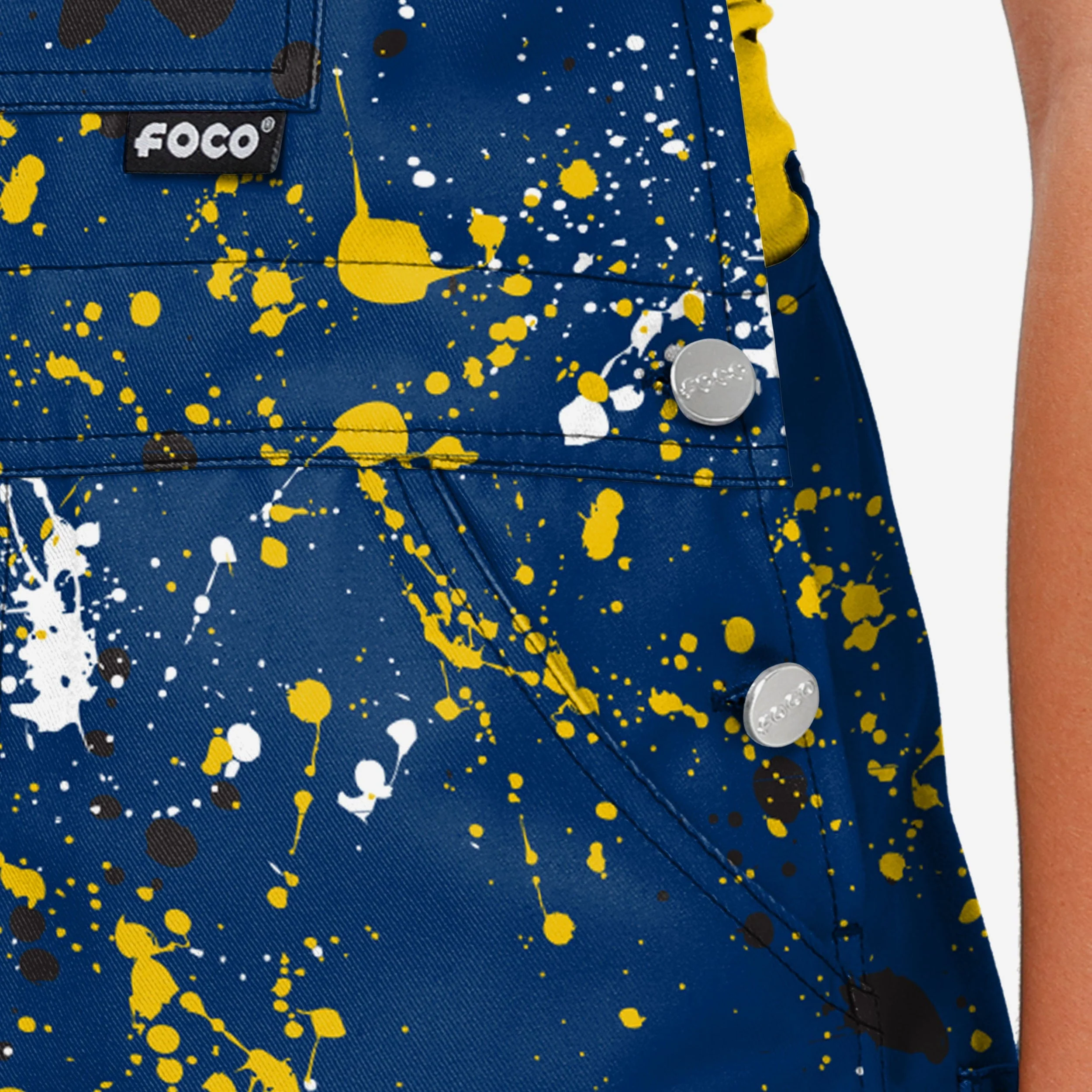Michigan Wolverines Womens Paint Splatter Bib Overalls - Image 5