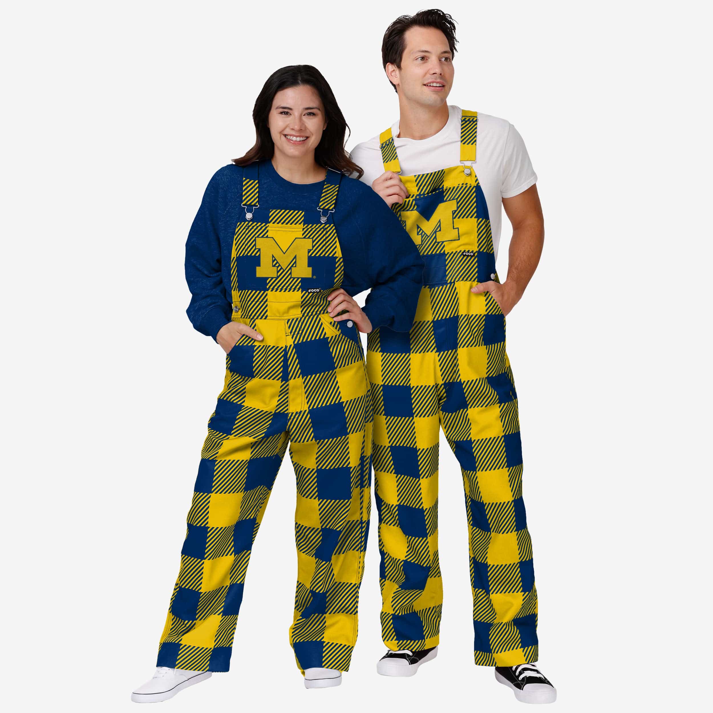 Michigan Wolverines Womens Plaid Bib Overalls - Image 3