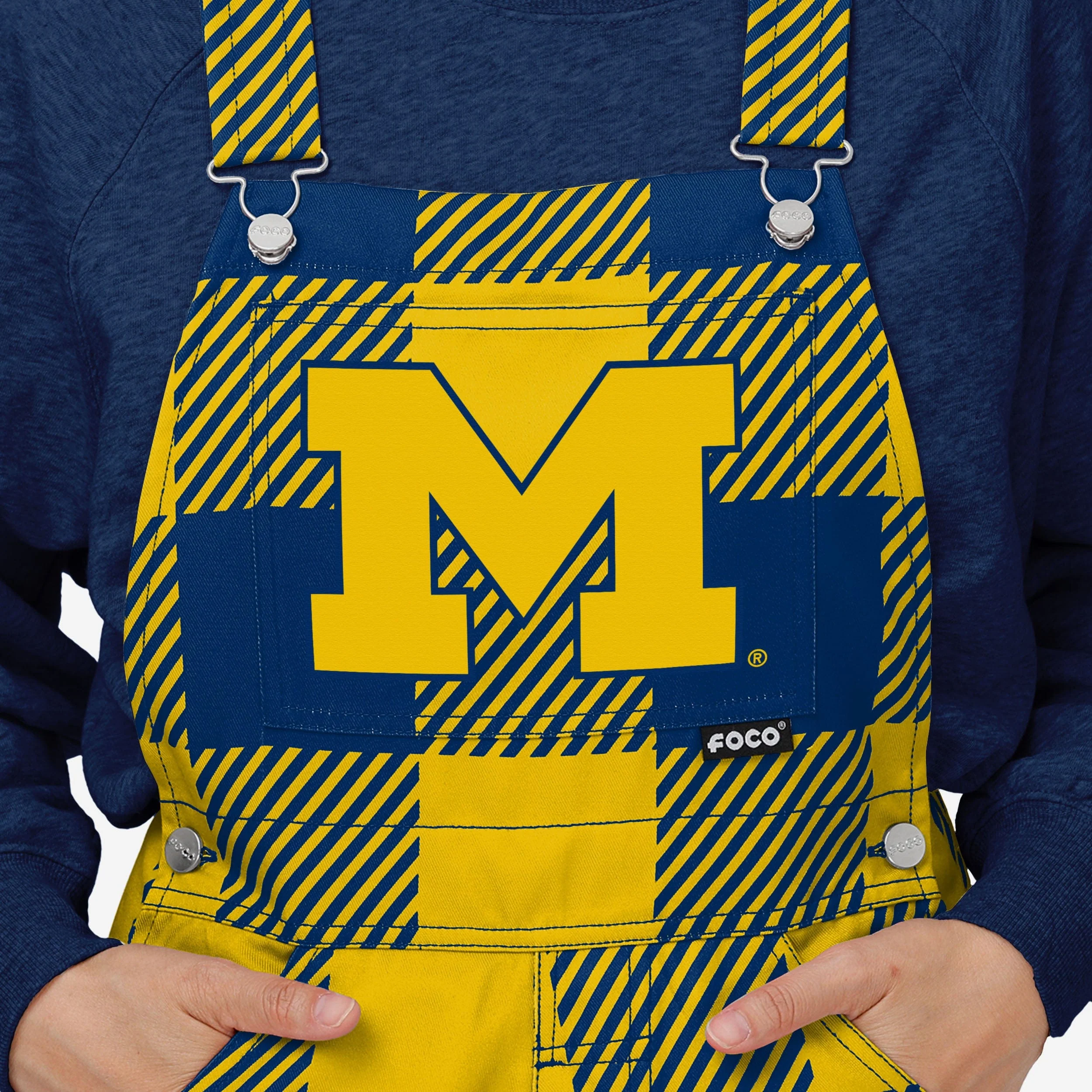 Michigan Wolverines Womens Plaid Bib Overalls - Image 4