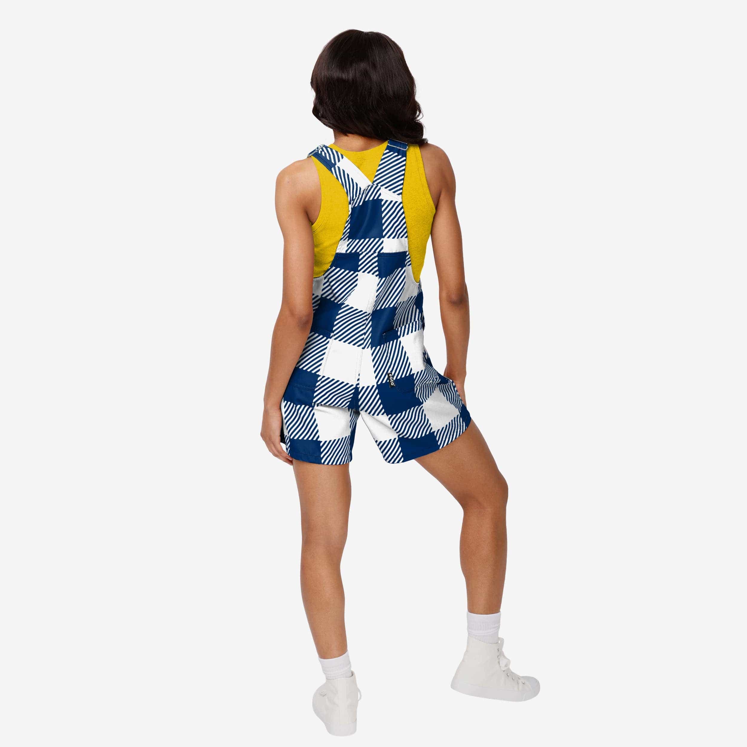 Michigan Wolverines Womens Plaid Bib Shortalls - Image 2