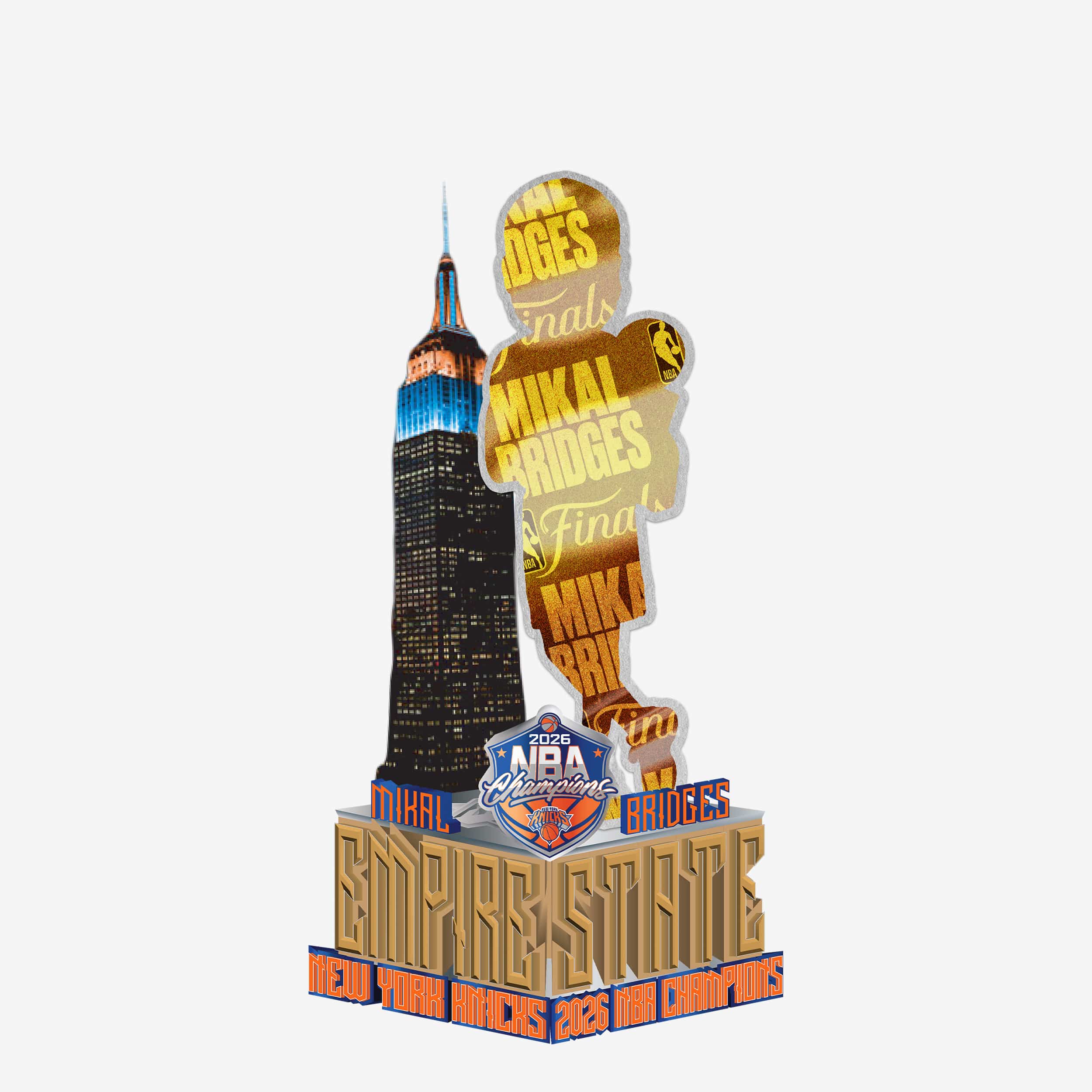 Mikal Bridges New York Knicks 2026 NBA Champions Empire State Building Light Up Bobblehead