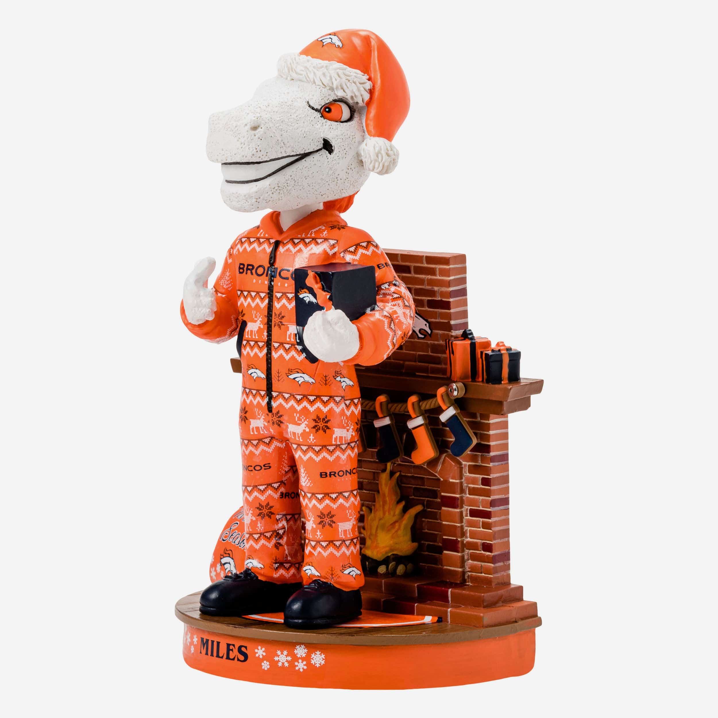 Miles Denver Broncos Holiday Mascot Bobblehead - Image 4