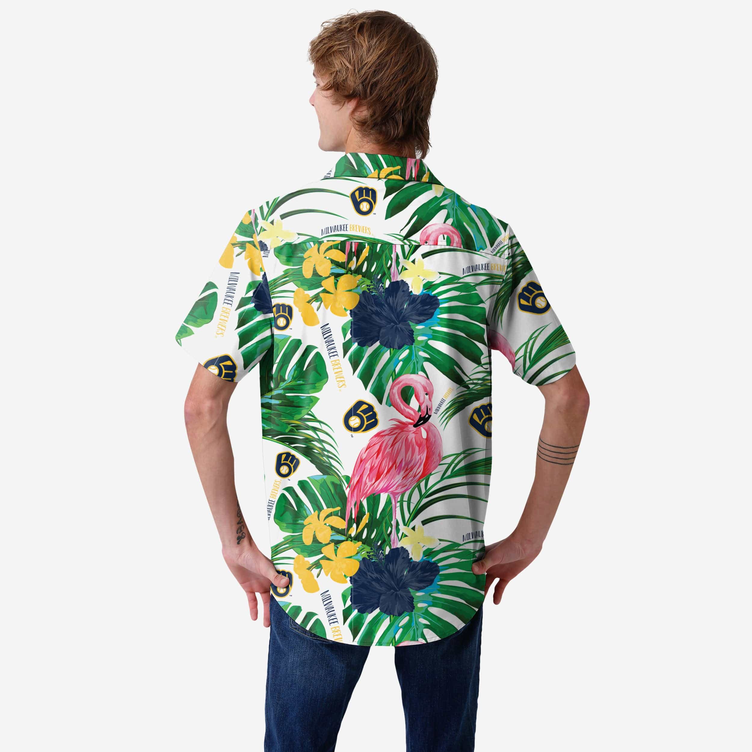 Milwaukee Brewers Flamingo Button Up Shirt - Image 2