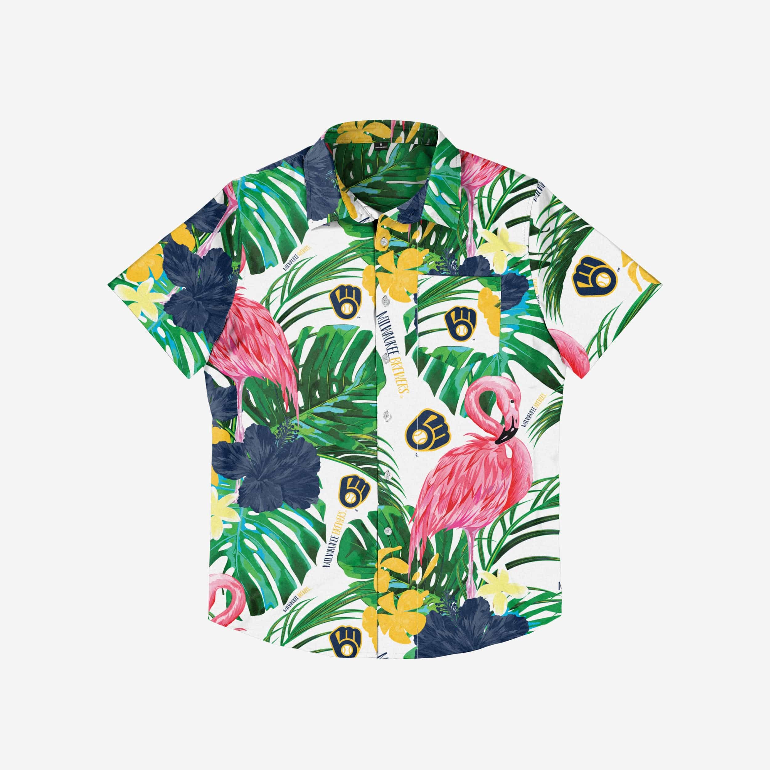 Milwaukee Brewers Flamingo Button Up Shirt - Image 3