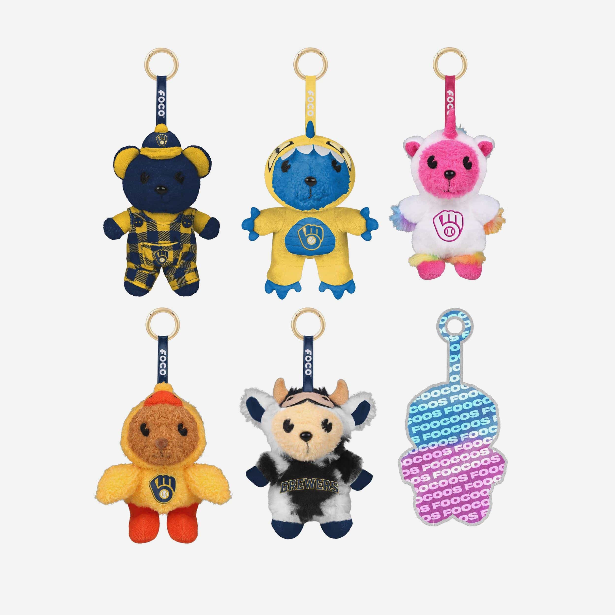 Milwaukee Brewers FOOCOOS Plush Bag Charm Keychain Blind Box Series 1