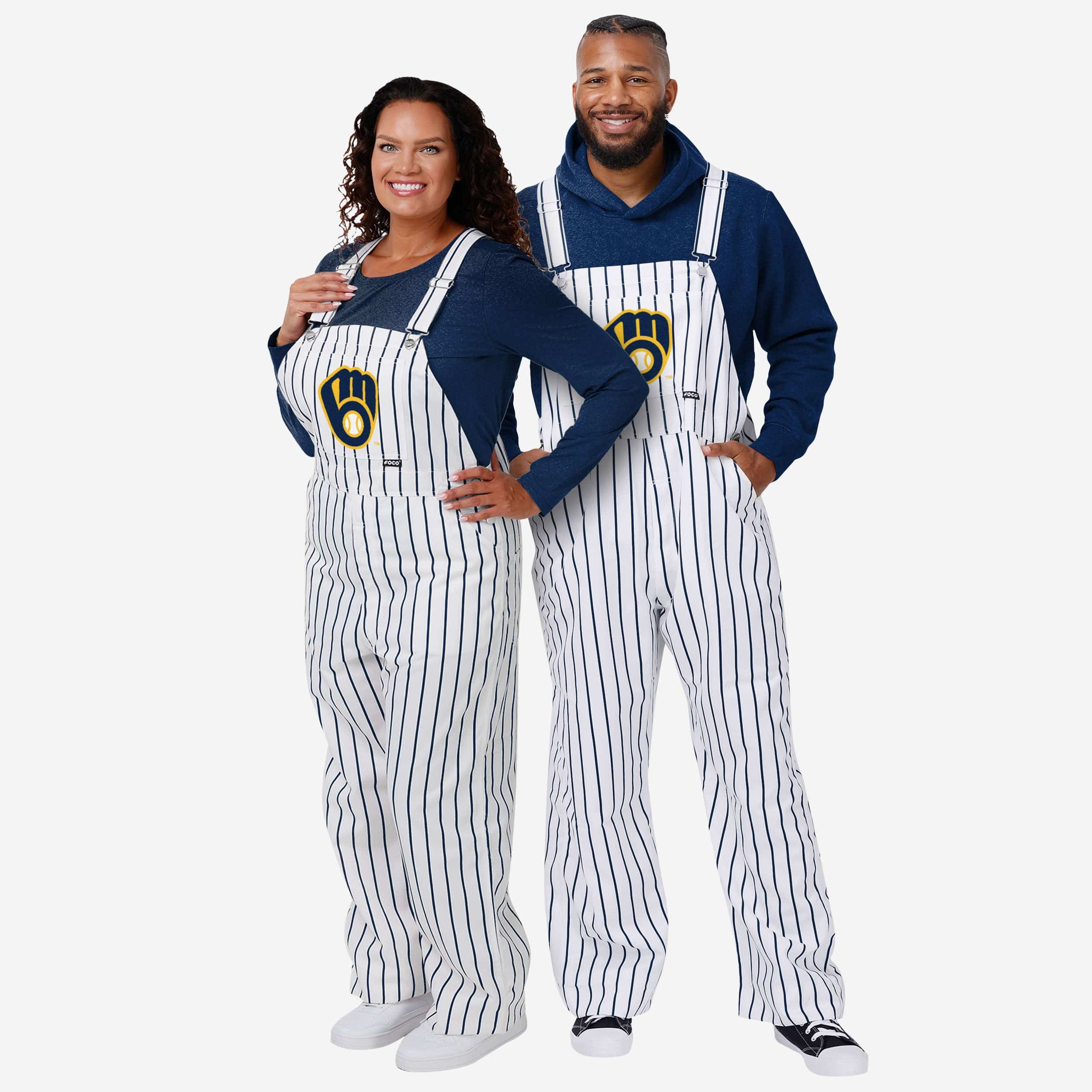Milwaukee Brewers Mens Pinstripe Bib Overalls - Image 3