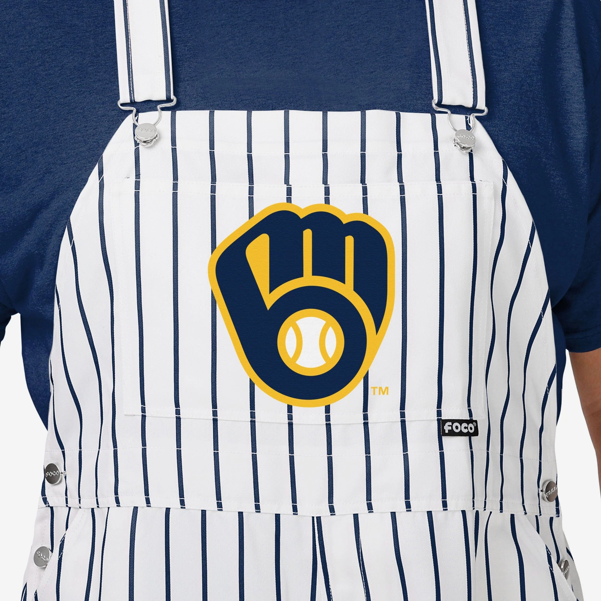 Milwaukee Brewers Mens Pinstripe Bib Overalls - Image 4
