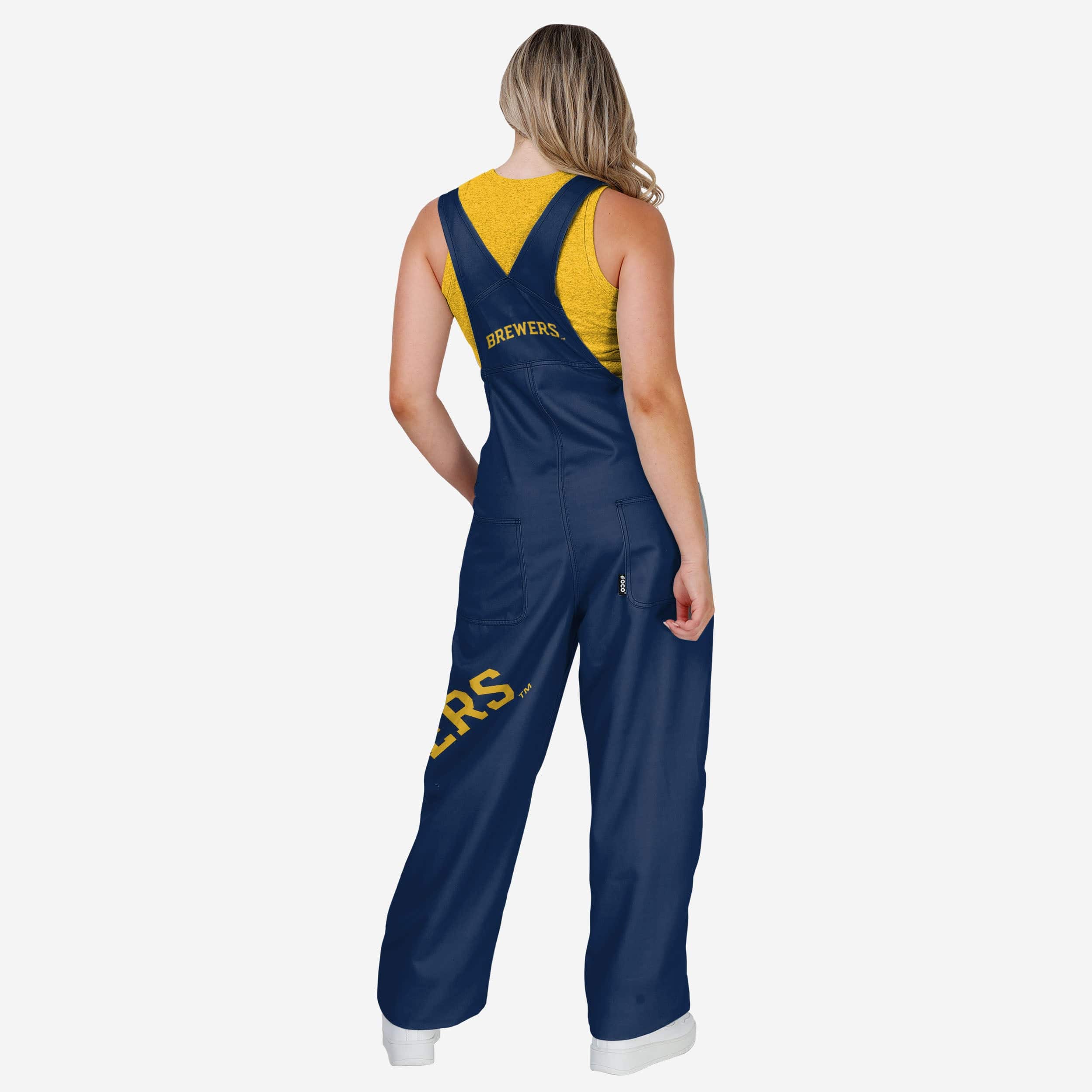 Milwaukee Brewers Womens Big Logo Bib Overalls - Image 2