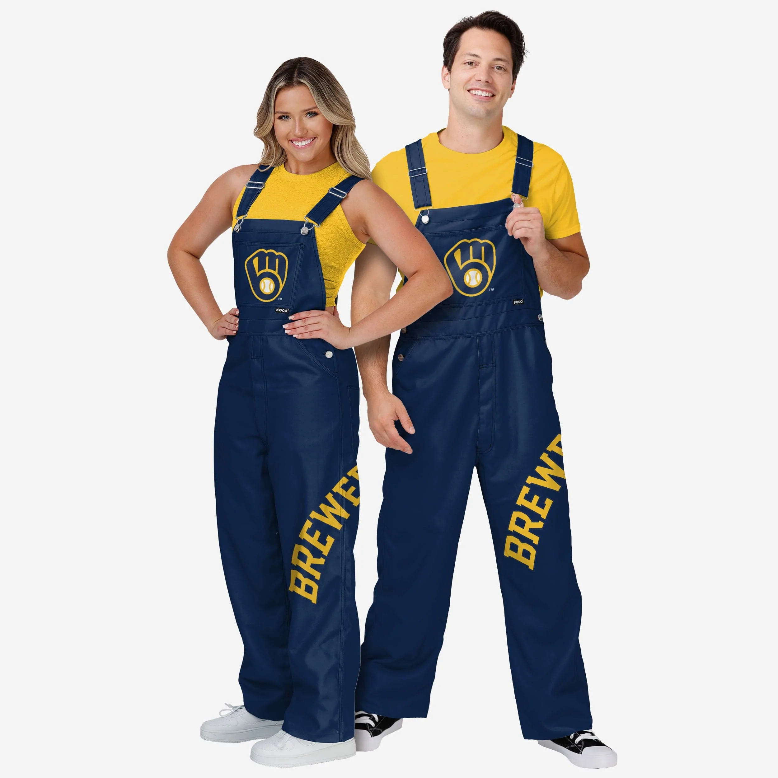 Milwaukee Brewers Womens Big Logo Bib Overalls - Image 3