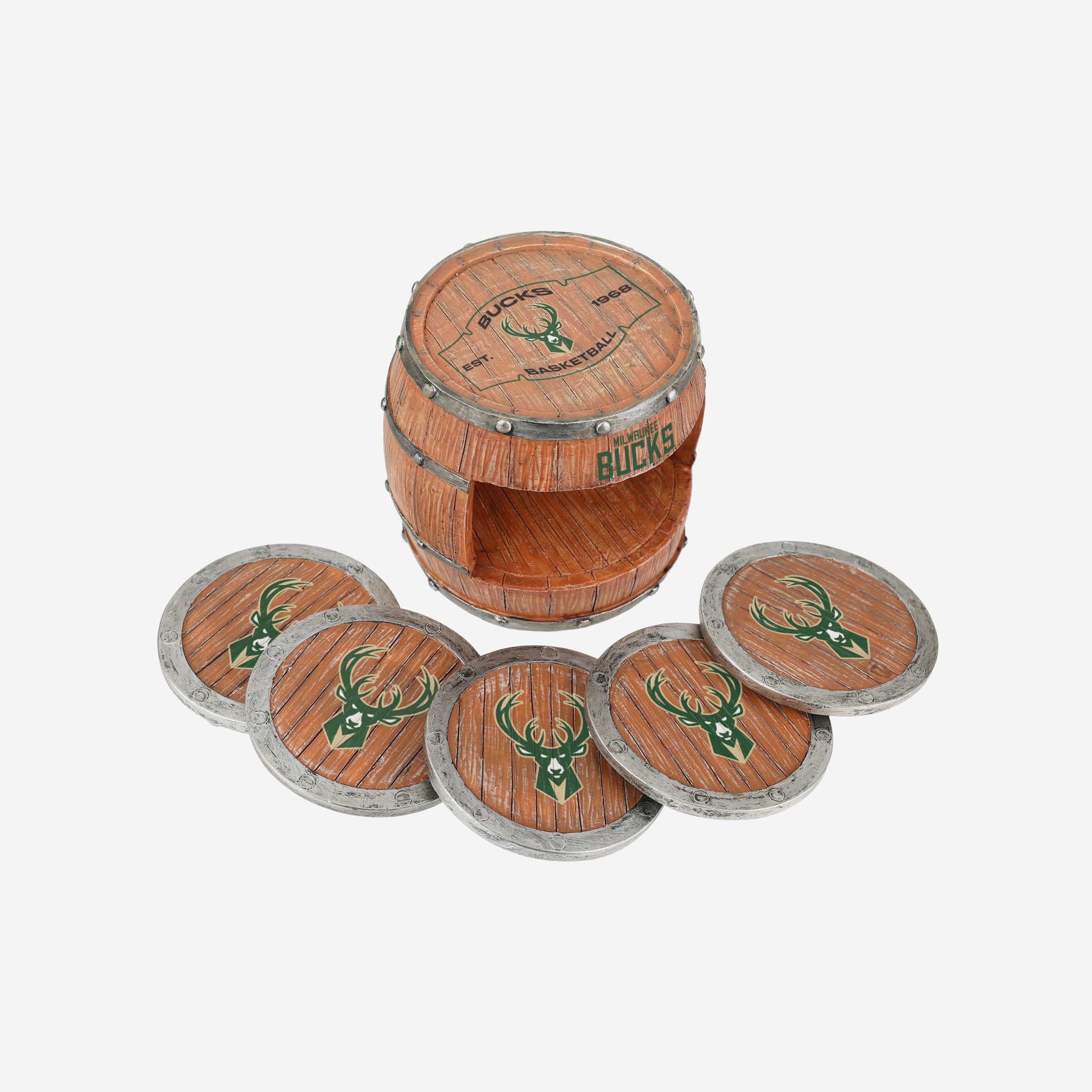 Milwaukee Bucks 5 Pack Barrel Coaster Set - Image 3