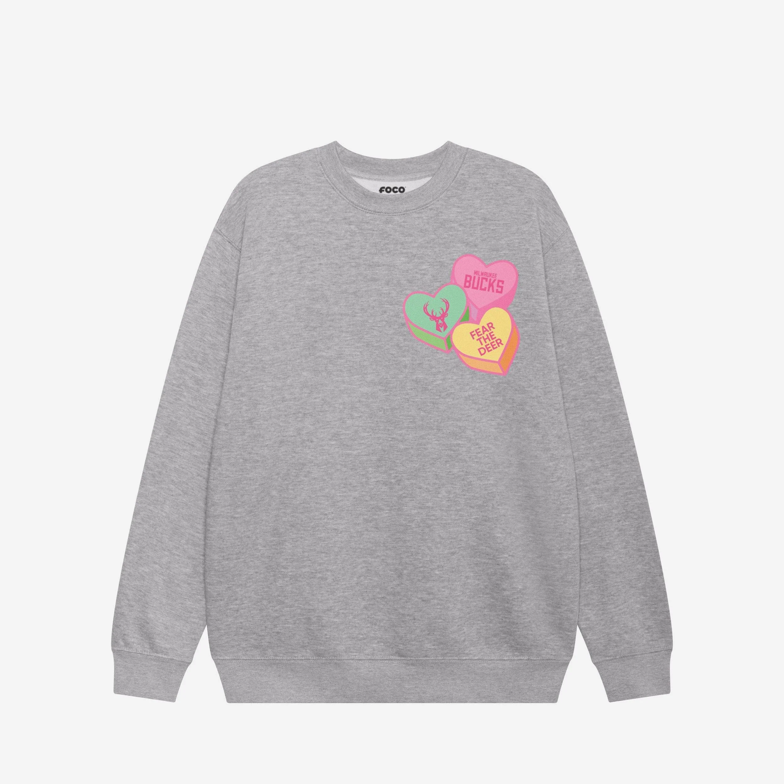 Milwaukee Bucks Candy Heart Crew Neck Sweatshirt - Image 3