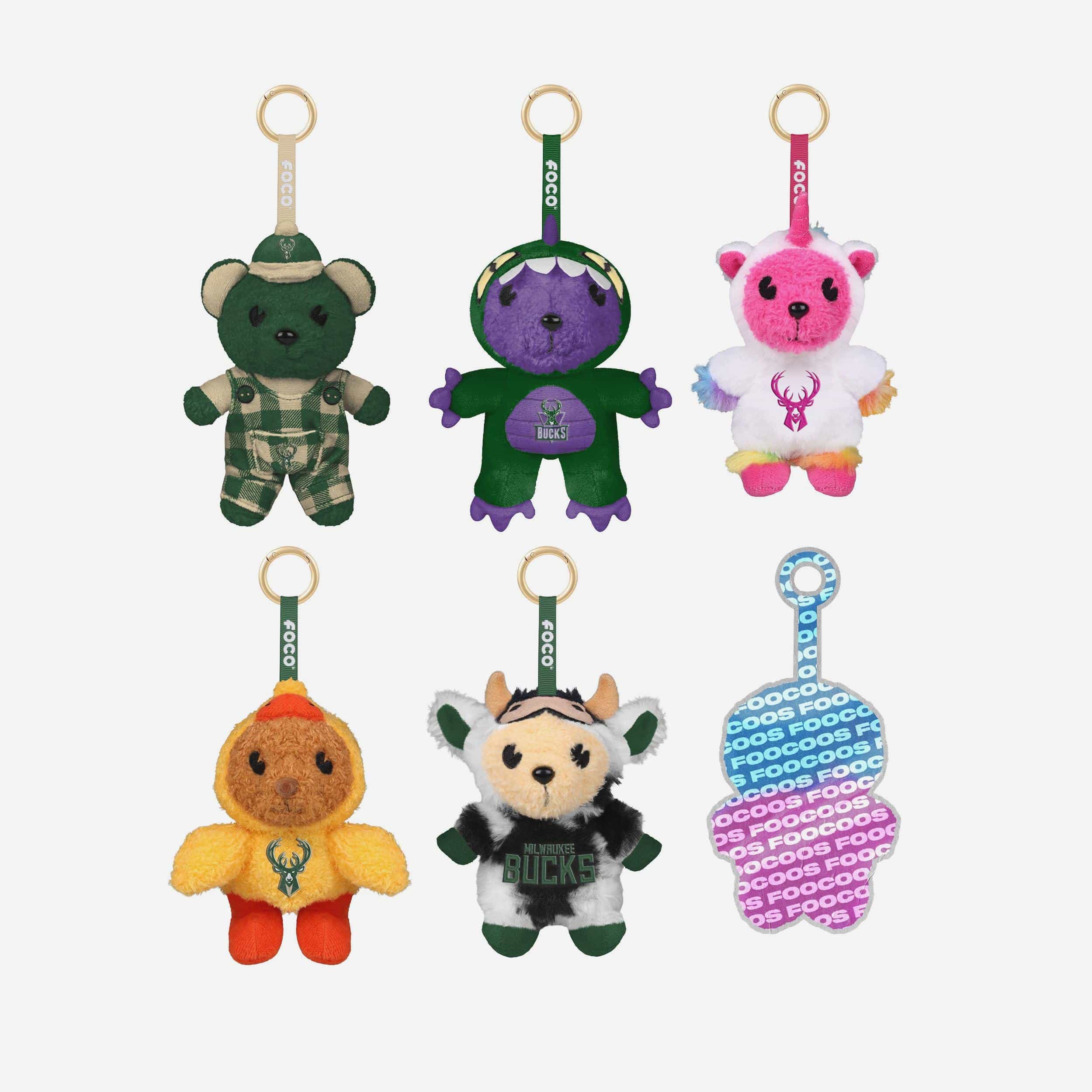 Milwaukee Bucks FOOCOOS Plush Bag Charm Keychain Blind Box Series 1