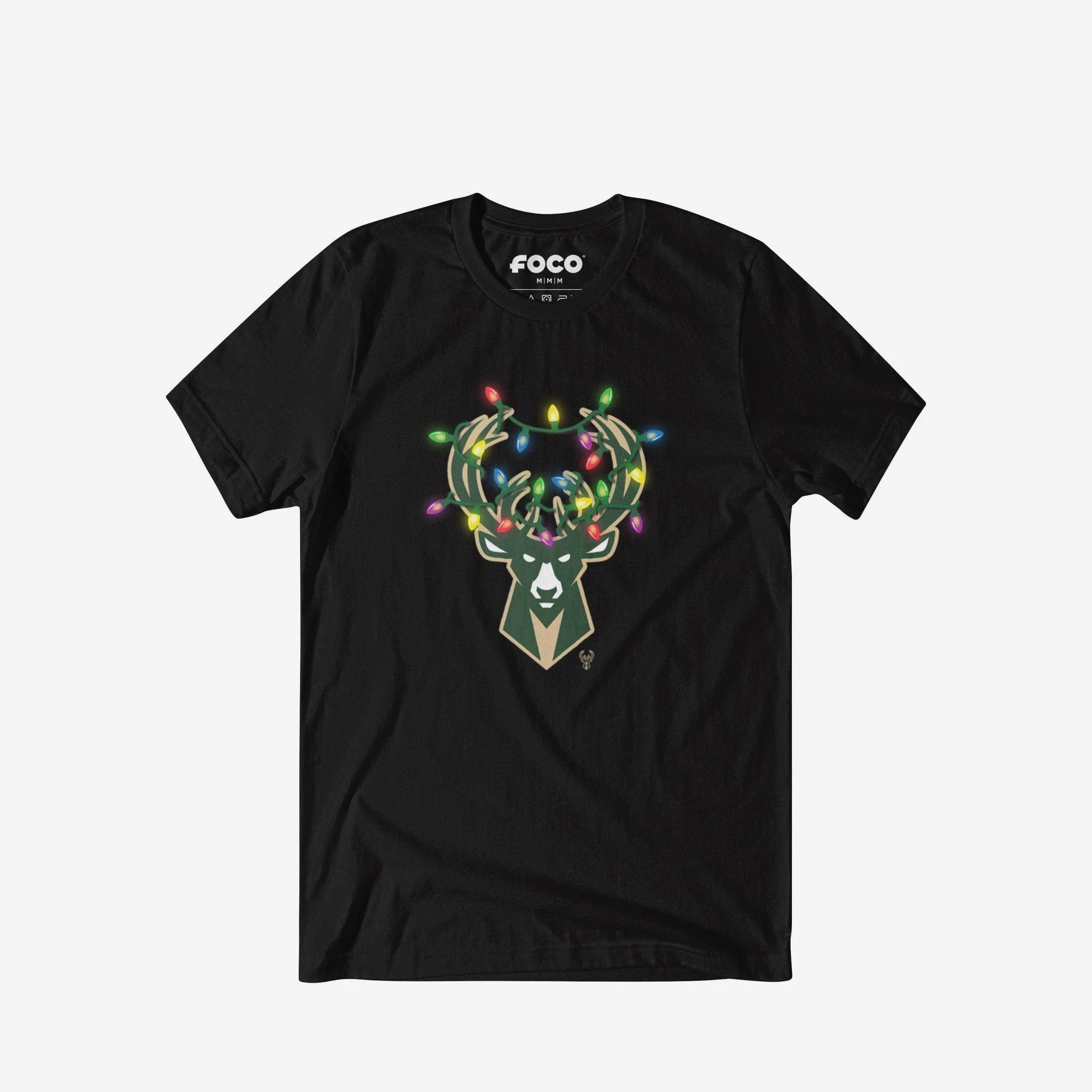 Milwaukee Bucks Primary Logo Holiday Lights T-Shirt