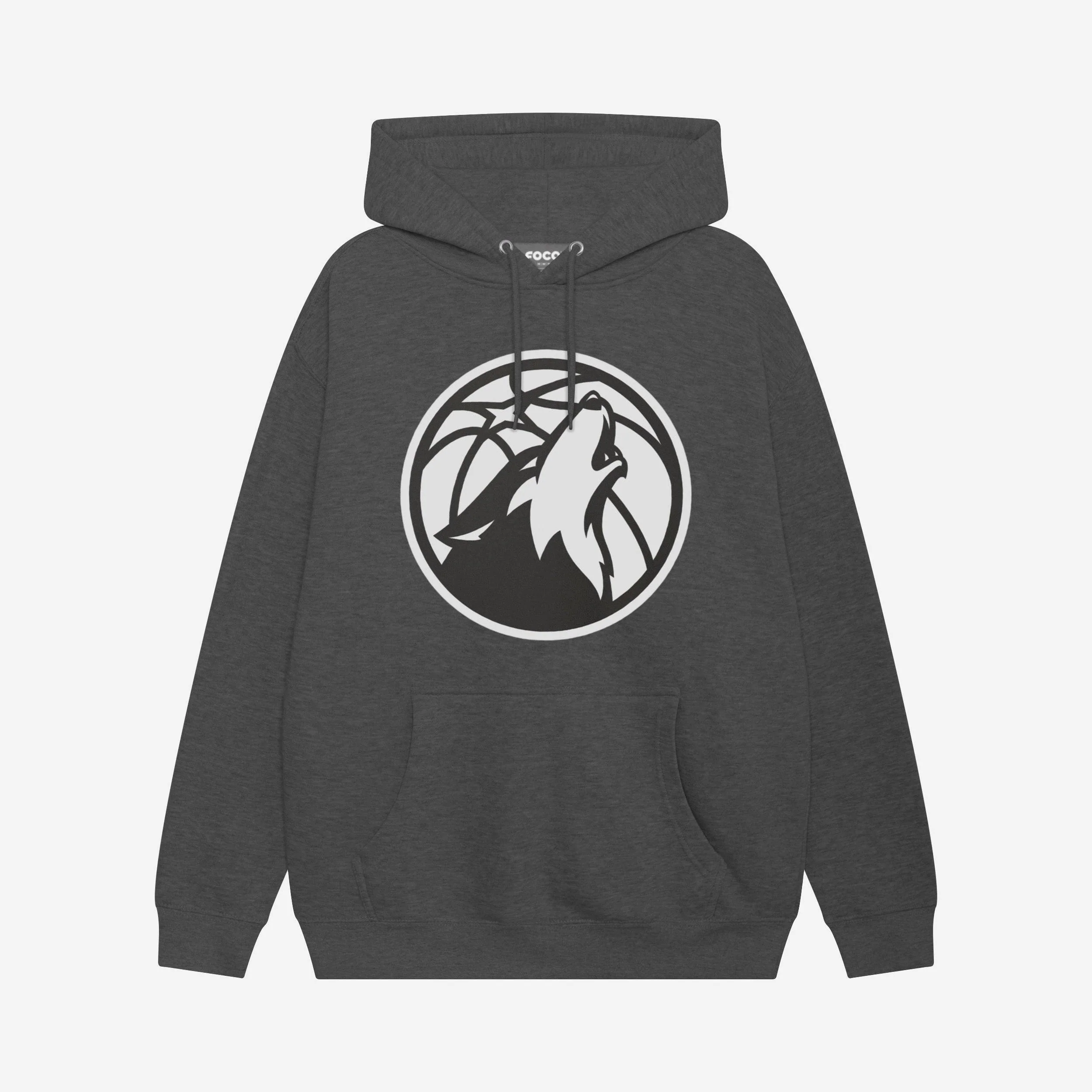 Minnesota Timberwolves Black & White Primary Logo Hoodie