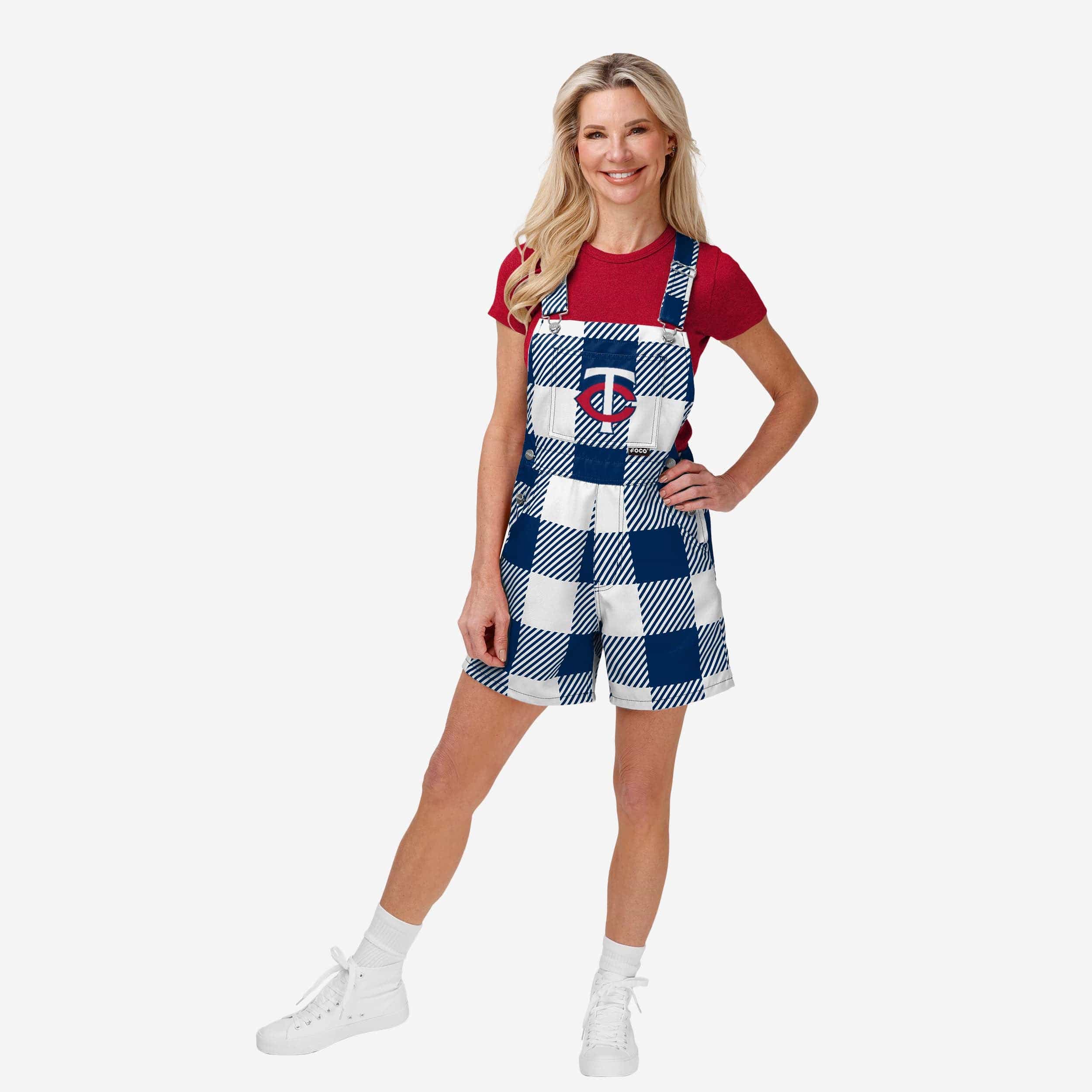 Minnesota Twins Womens Plaid Bib Shortalls