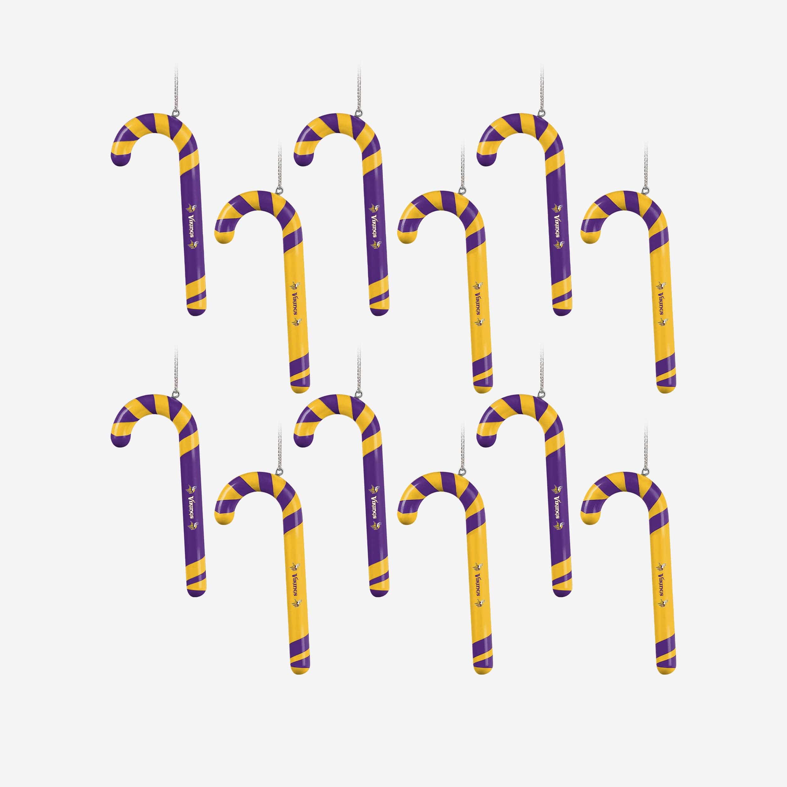 Minnesota Vikings 12 Pack Candy Cane Ornament Set