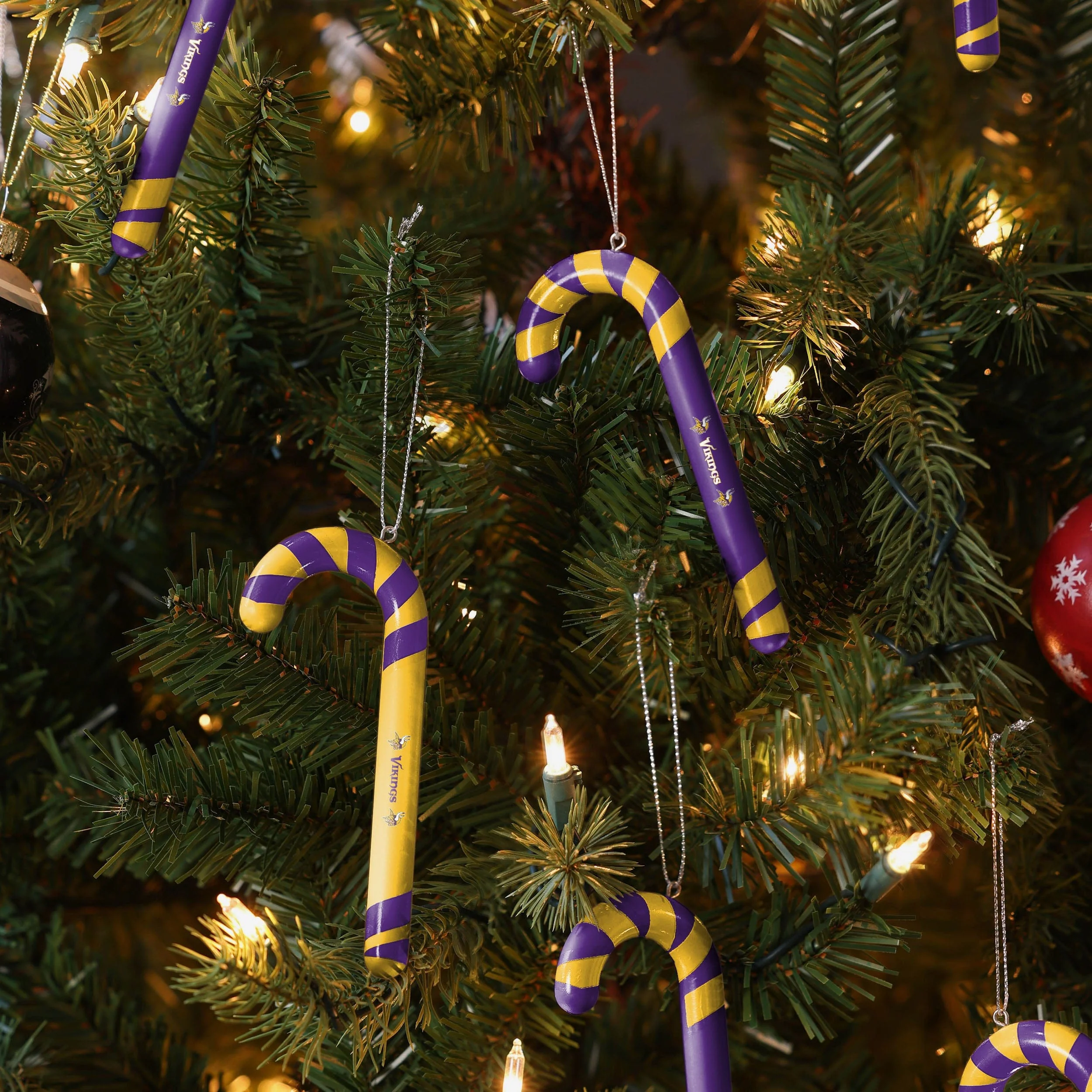 Minnesota Vikings 12 Pack Candy Cane Ornament Set - Image 3