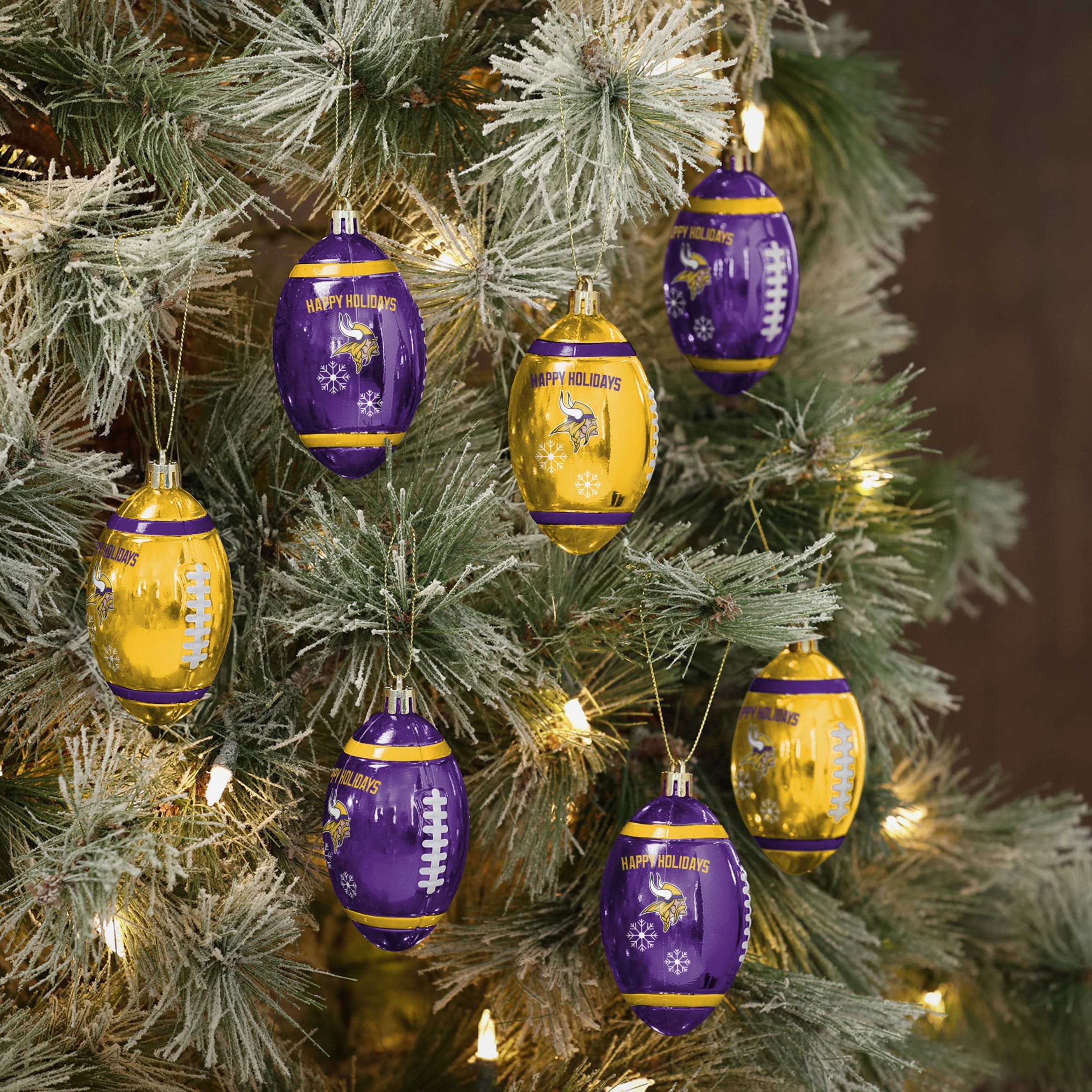 Minnesota Vikings 12 Pack Football Ornament Set - Image 2