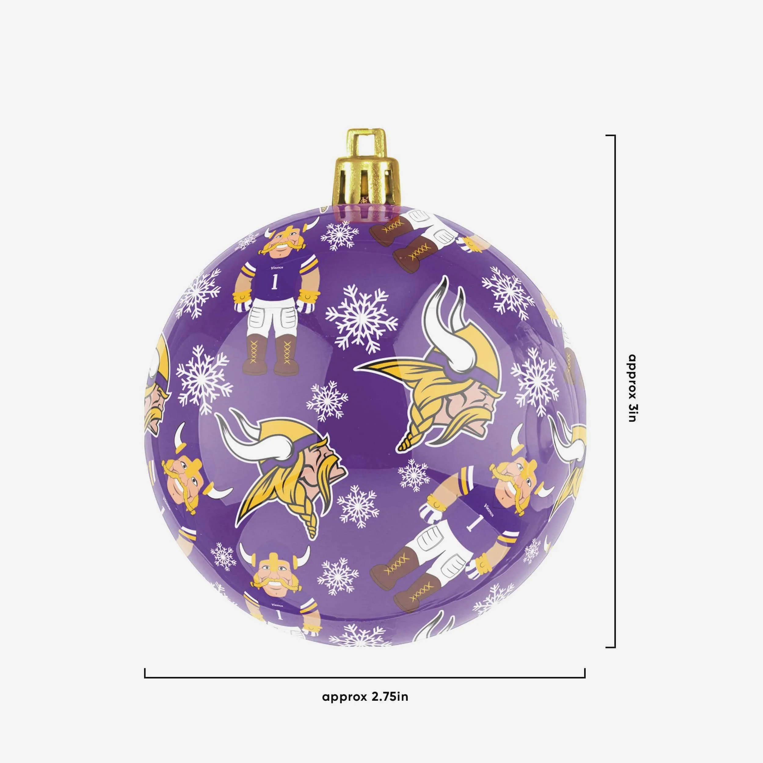Minnesota Vikings 4 Pack Ball Mascot Ornament Set - Image 3