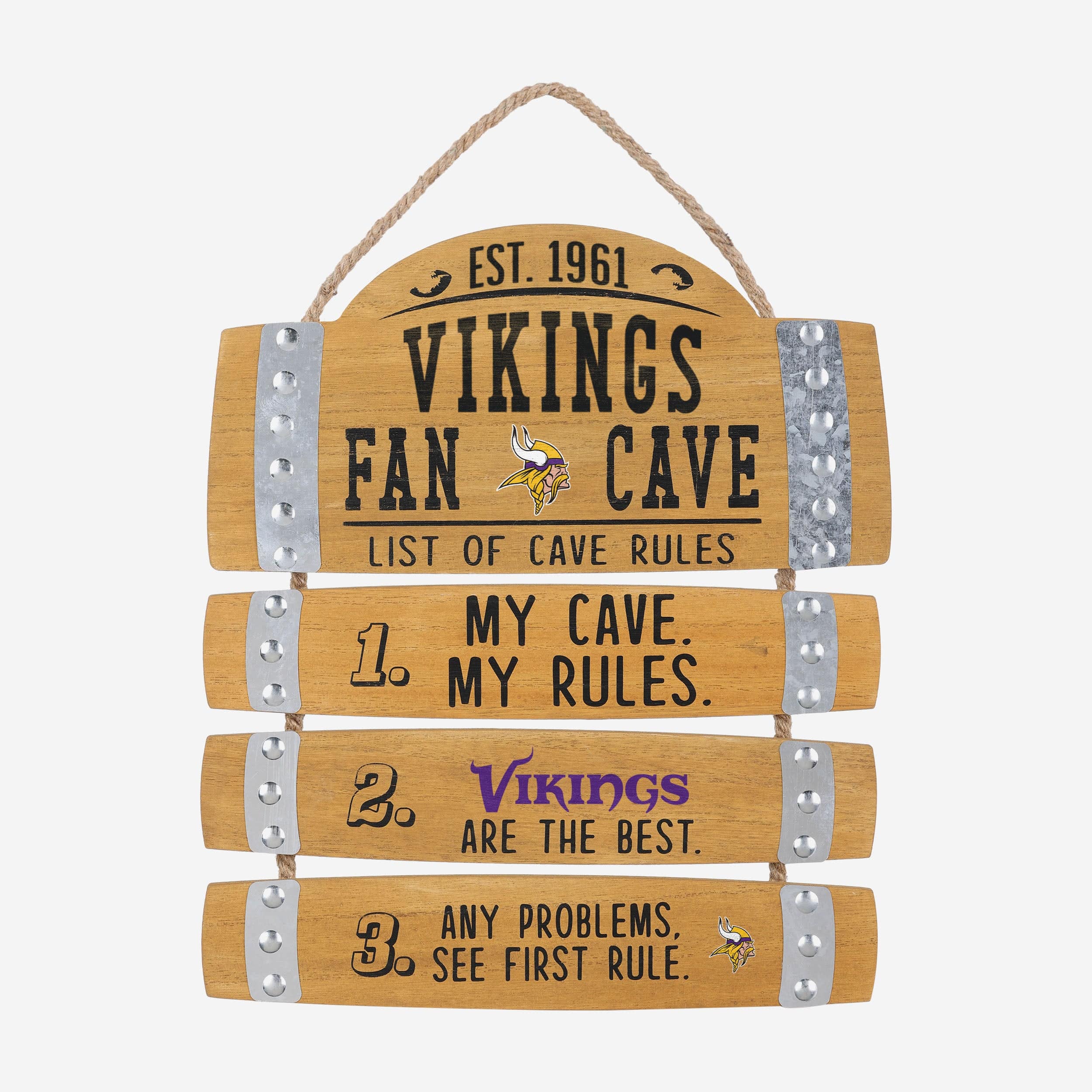 Minnesota Vikings Barrel Slat Mancave Sign