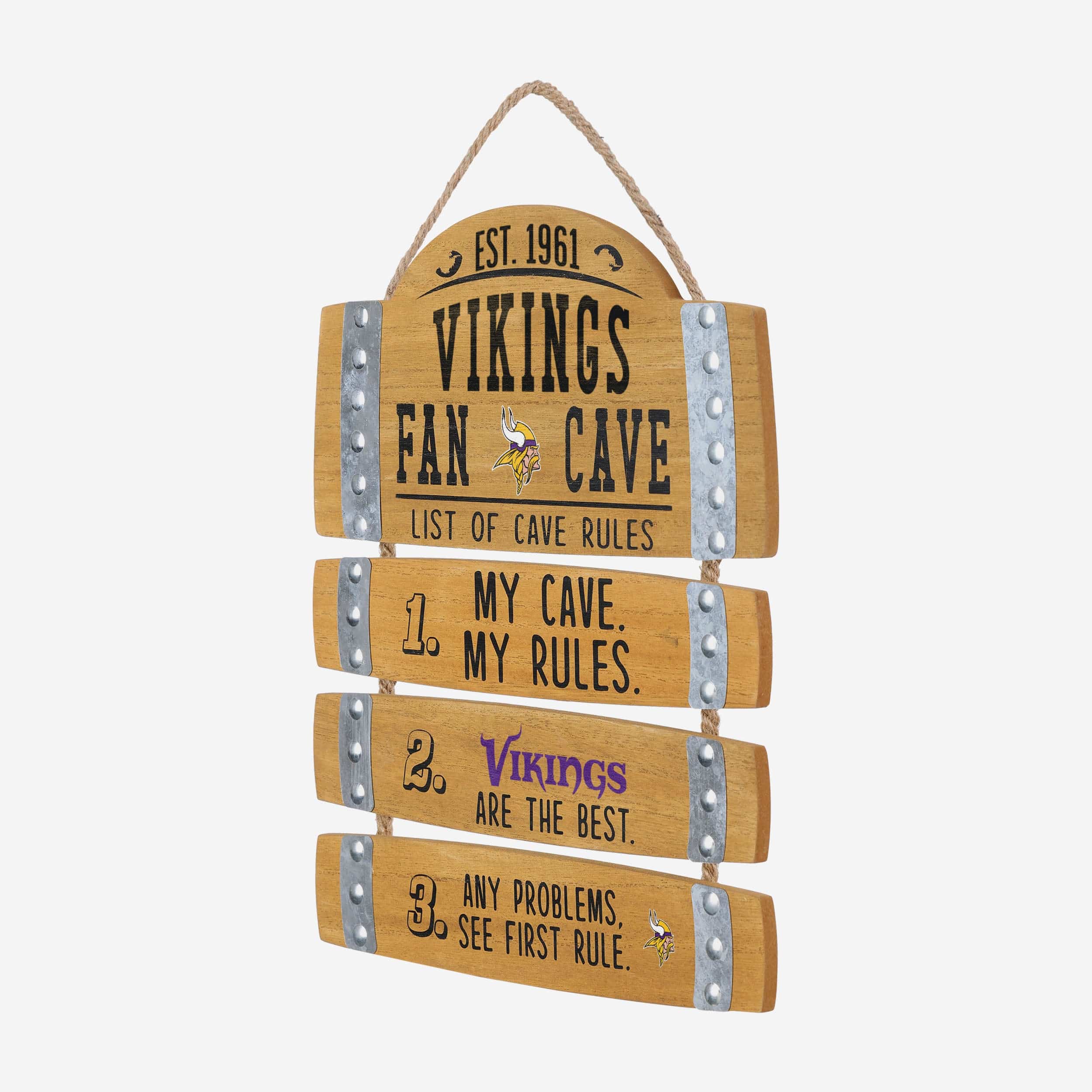 Minnesota Vikings Barrel Slat Mancave Sign - Image 2