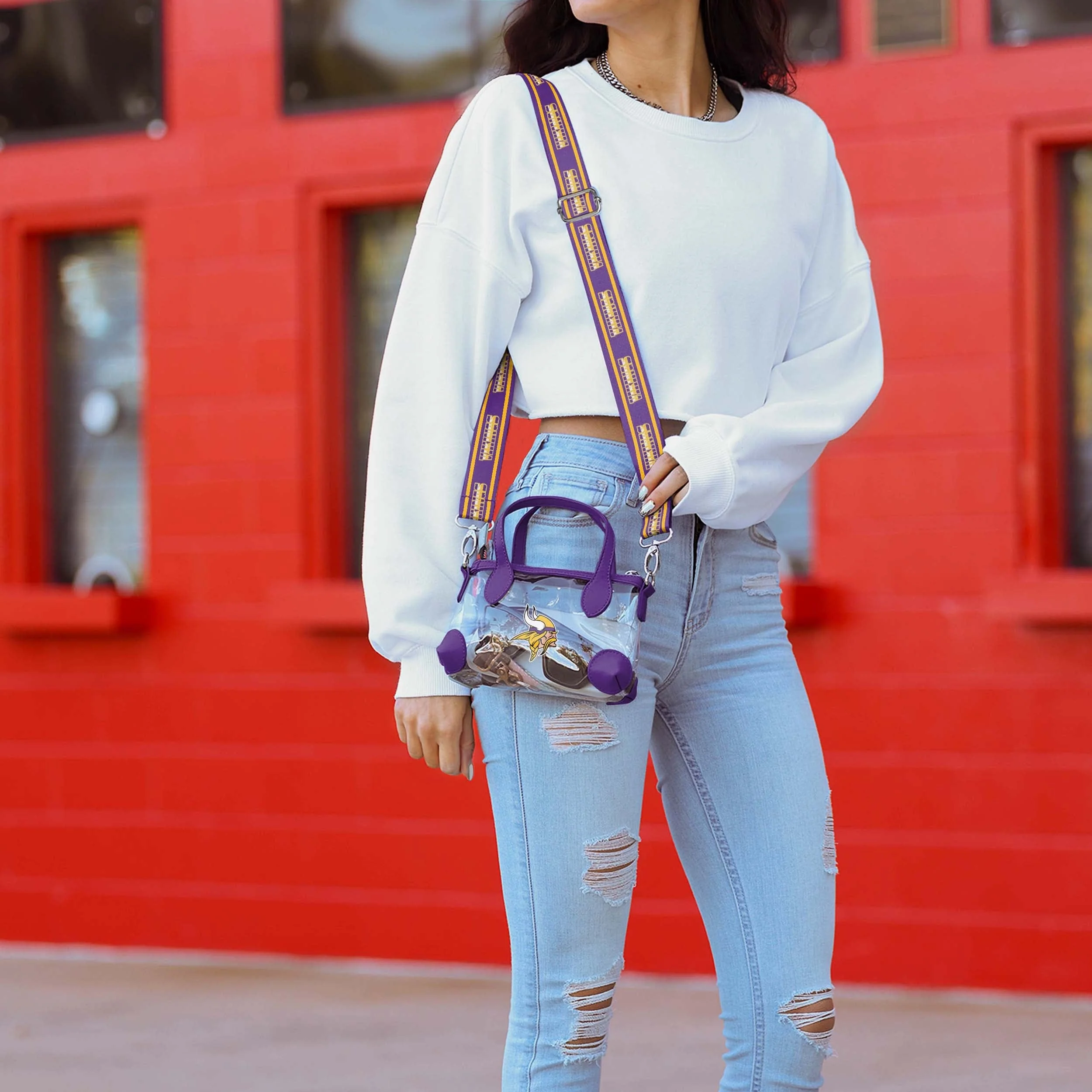 Minnesota Vikings Big Logo Clear Crossbody Mini Purse - Image 2