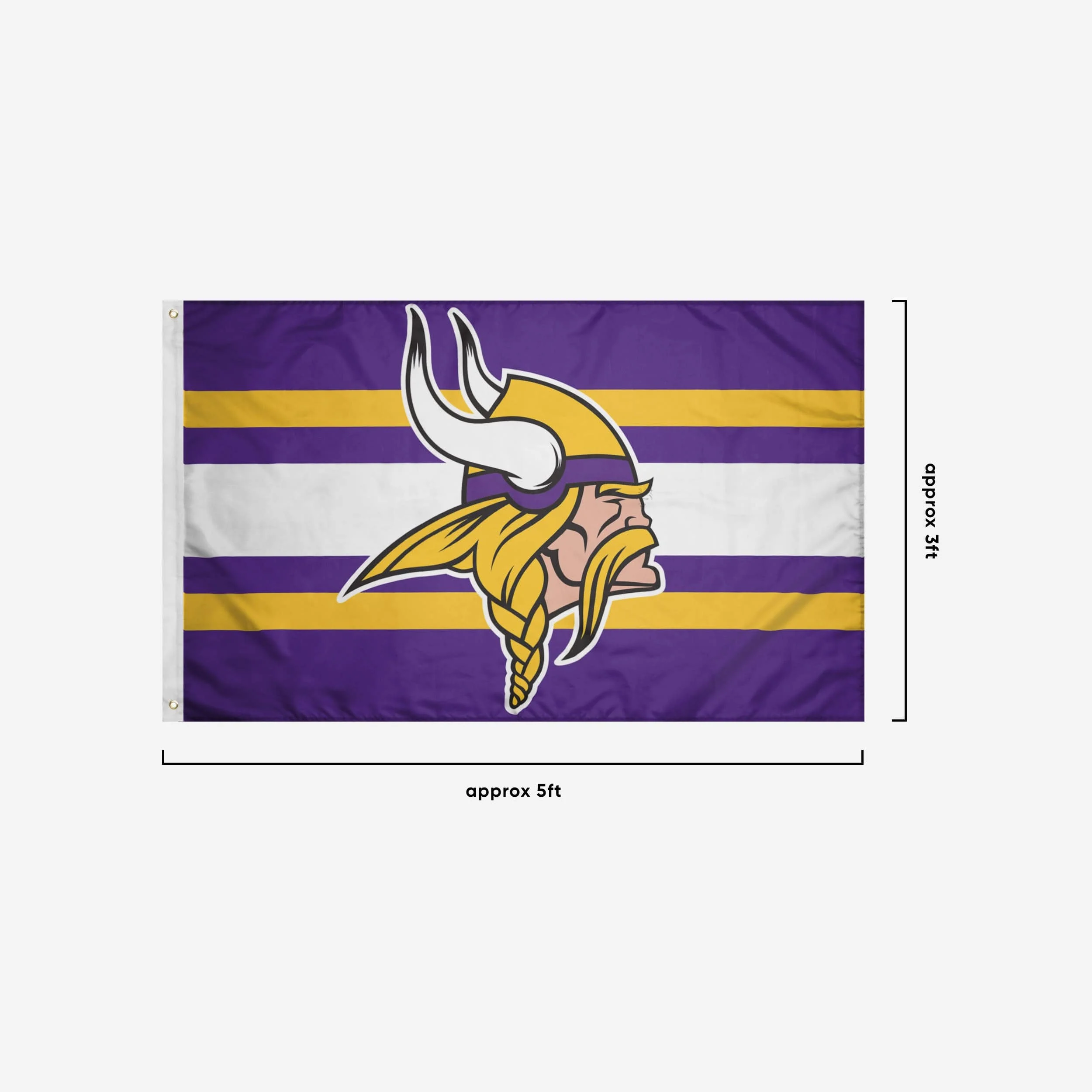 Minnesota Vikings Big Logo Team Stripe Horizontal Flag - Image 3