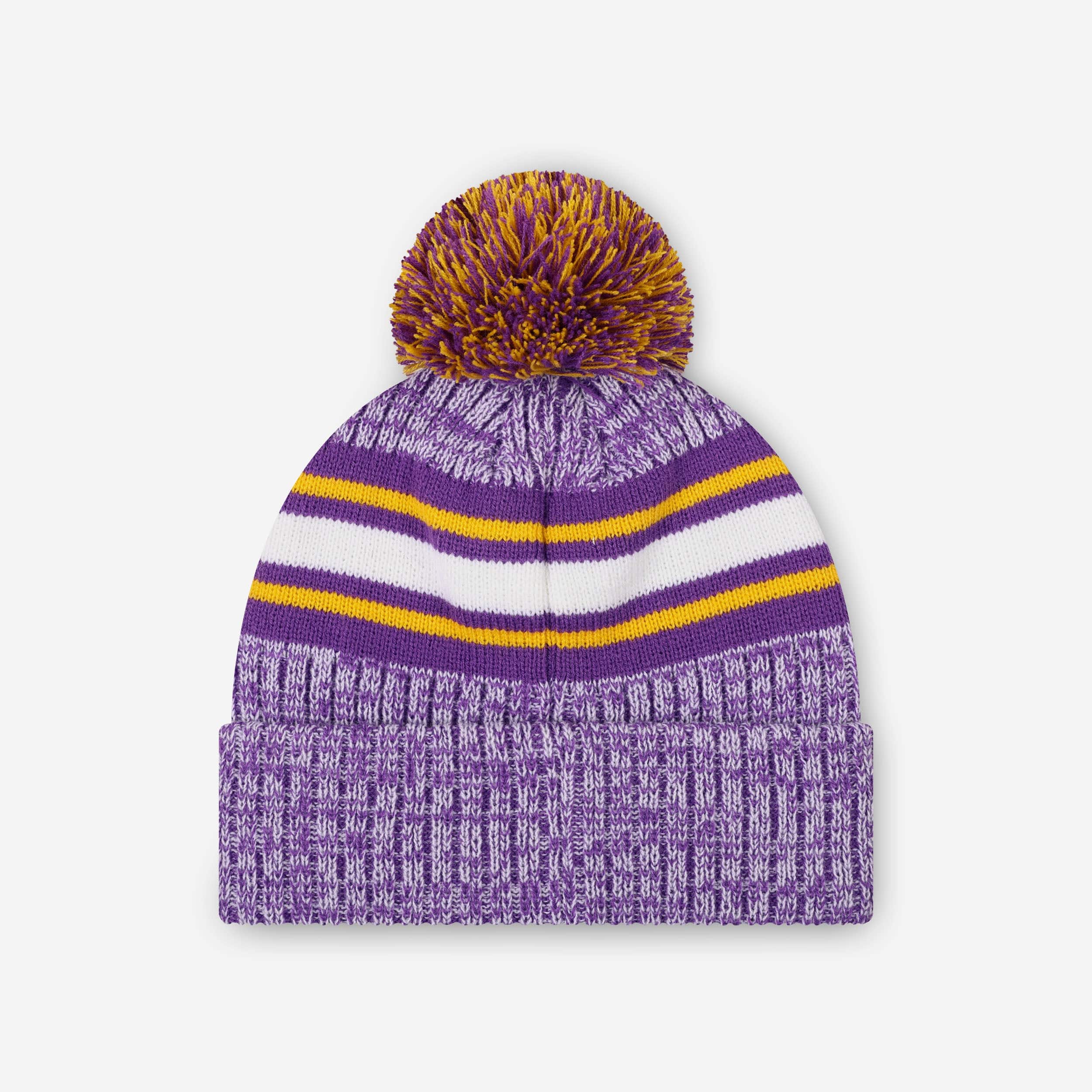 Minnesota Vikings Heather Team Stripe Lined Pom Beanie - Image 2
