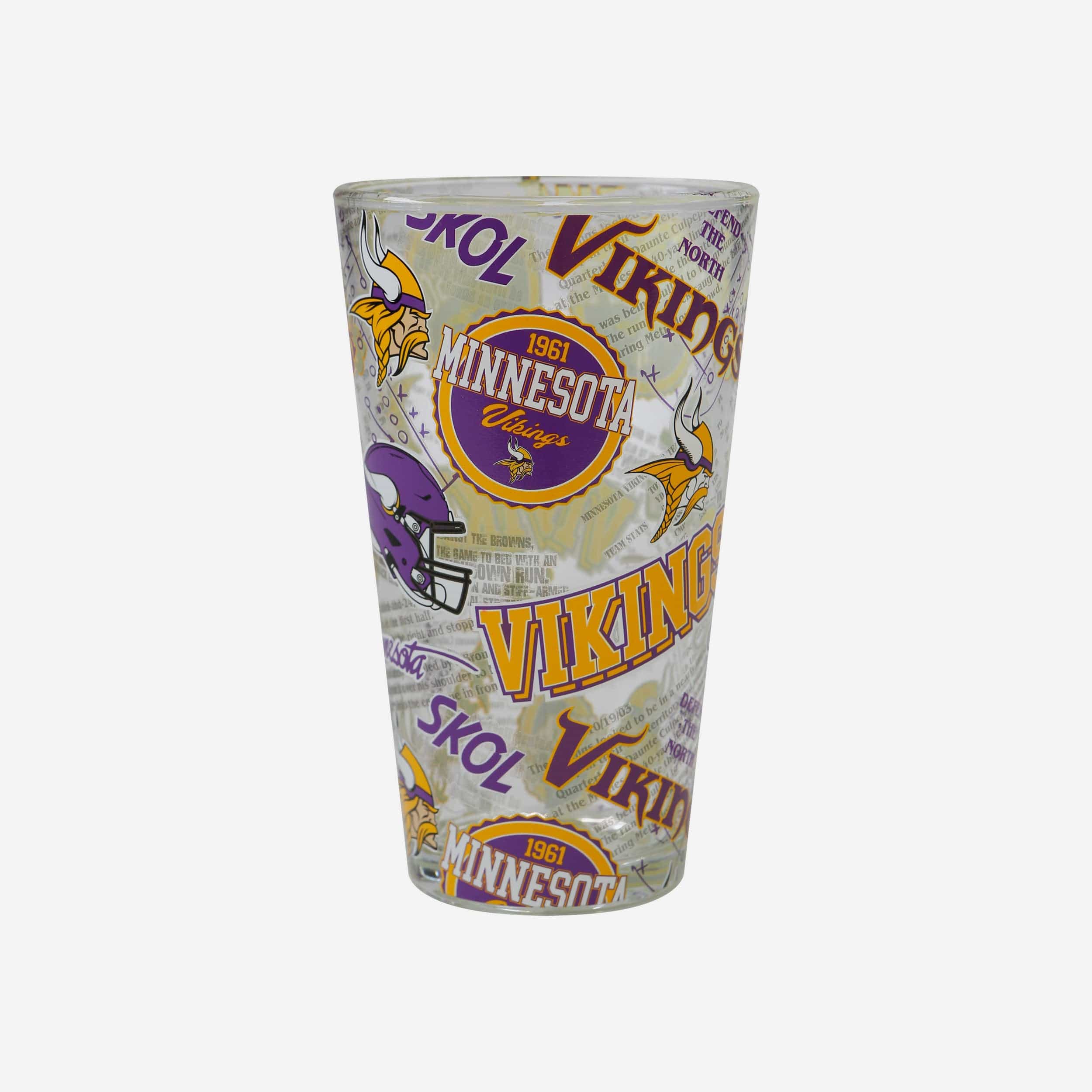 Minnesota Vikings Historic Print Pint Glass