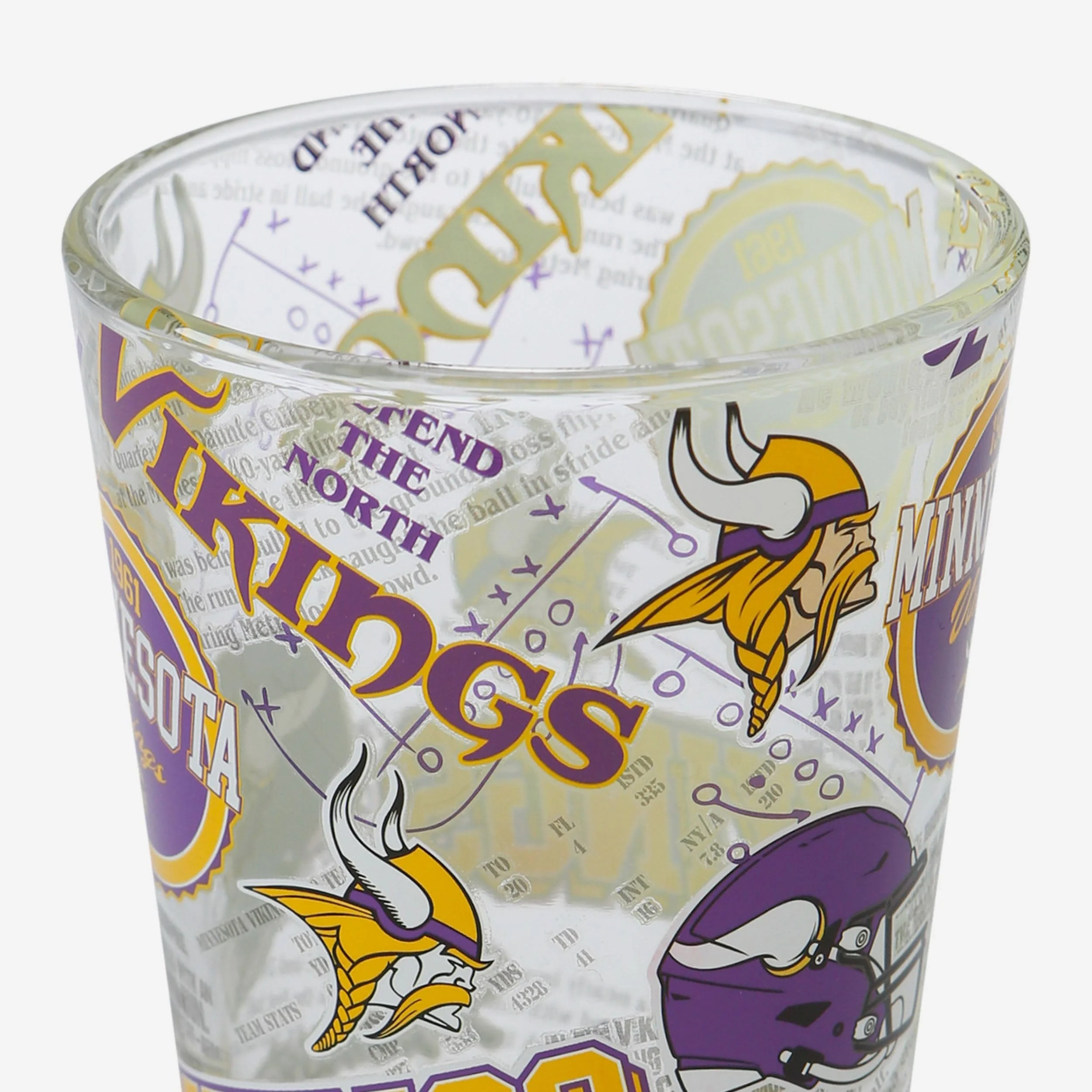 Minnesota Vikings Historic Print Pint Glass - Image 4