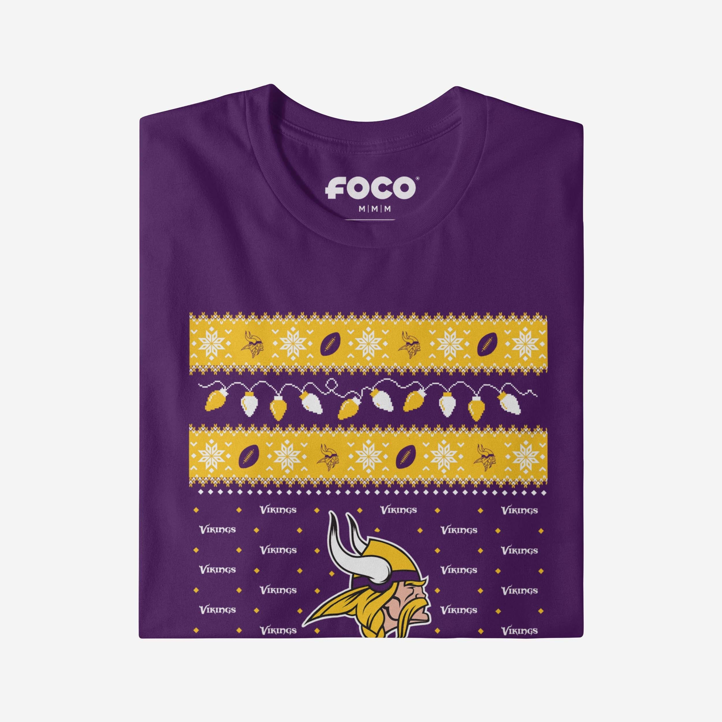 Minnesota Vikings Holiday Lights Sweater Long Sleeve T-Shirt - Image 4